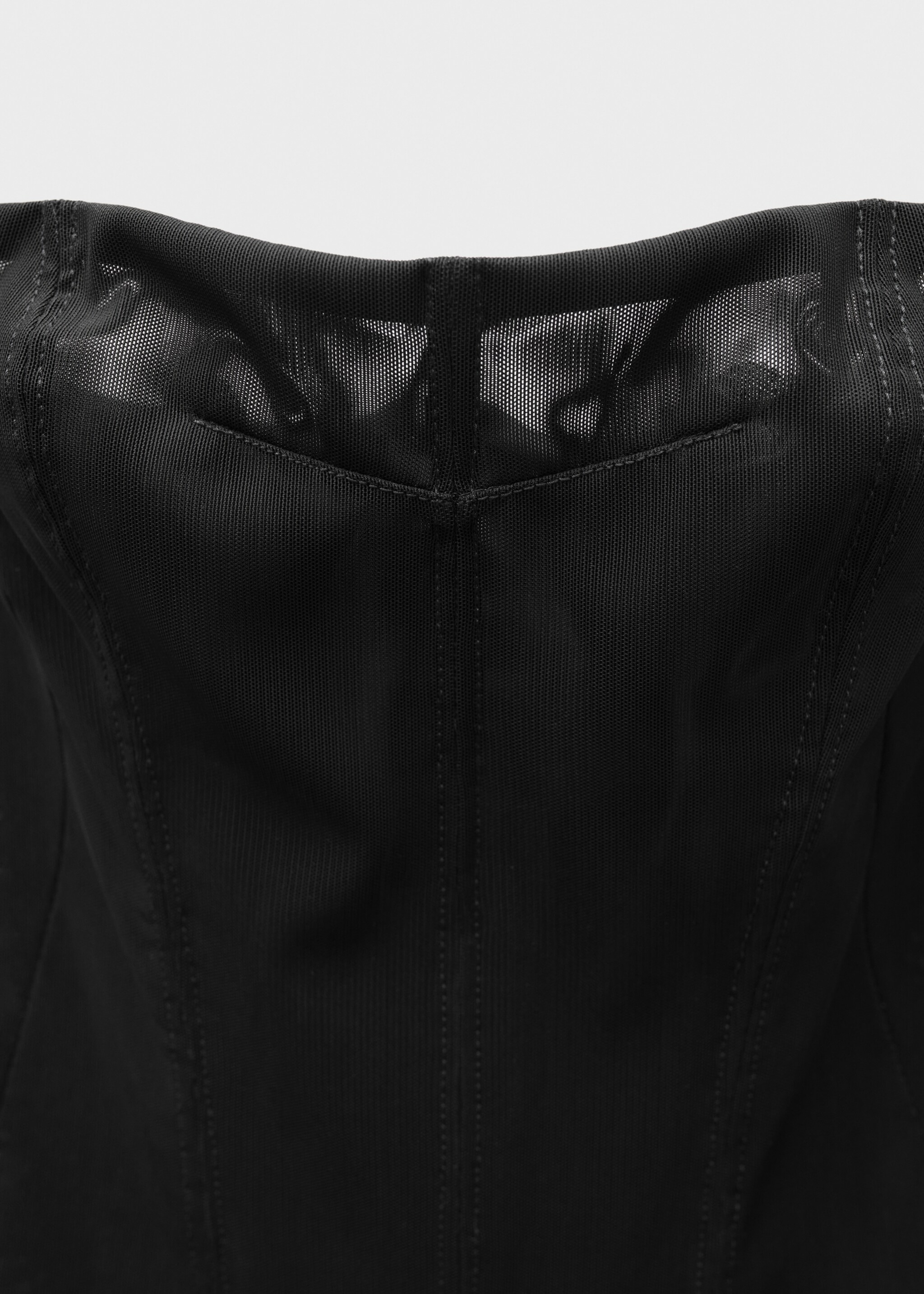 Corset dress with semi-transparent skirt - Details of the article 8, Black. Ref: 77056762-00.