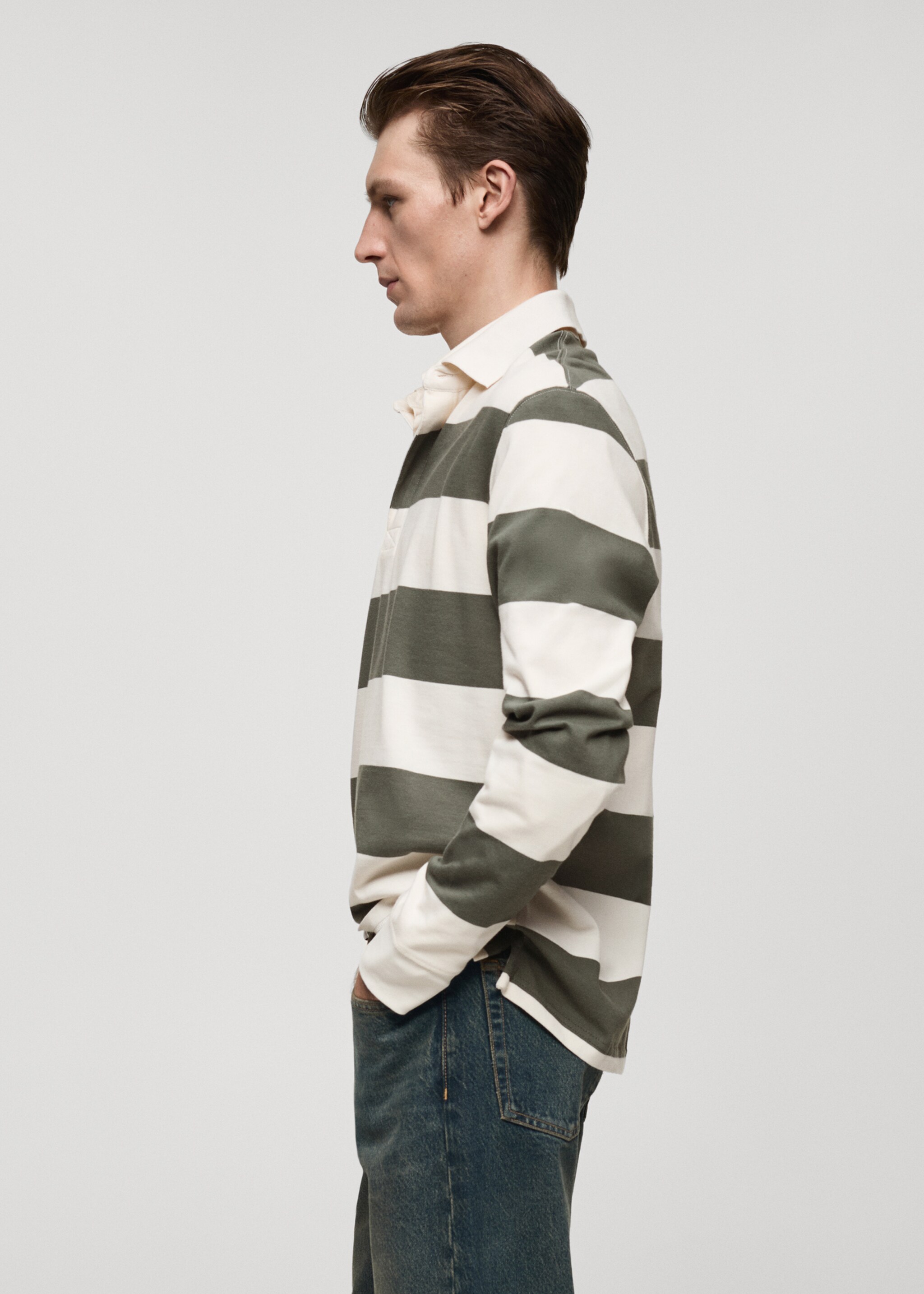 100% cotton striped regular-fit polo shirt - Details of the article 2, Green. Ref: 77057112-00.