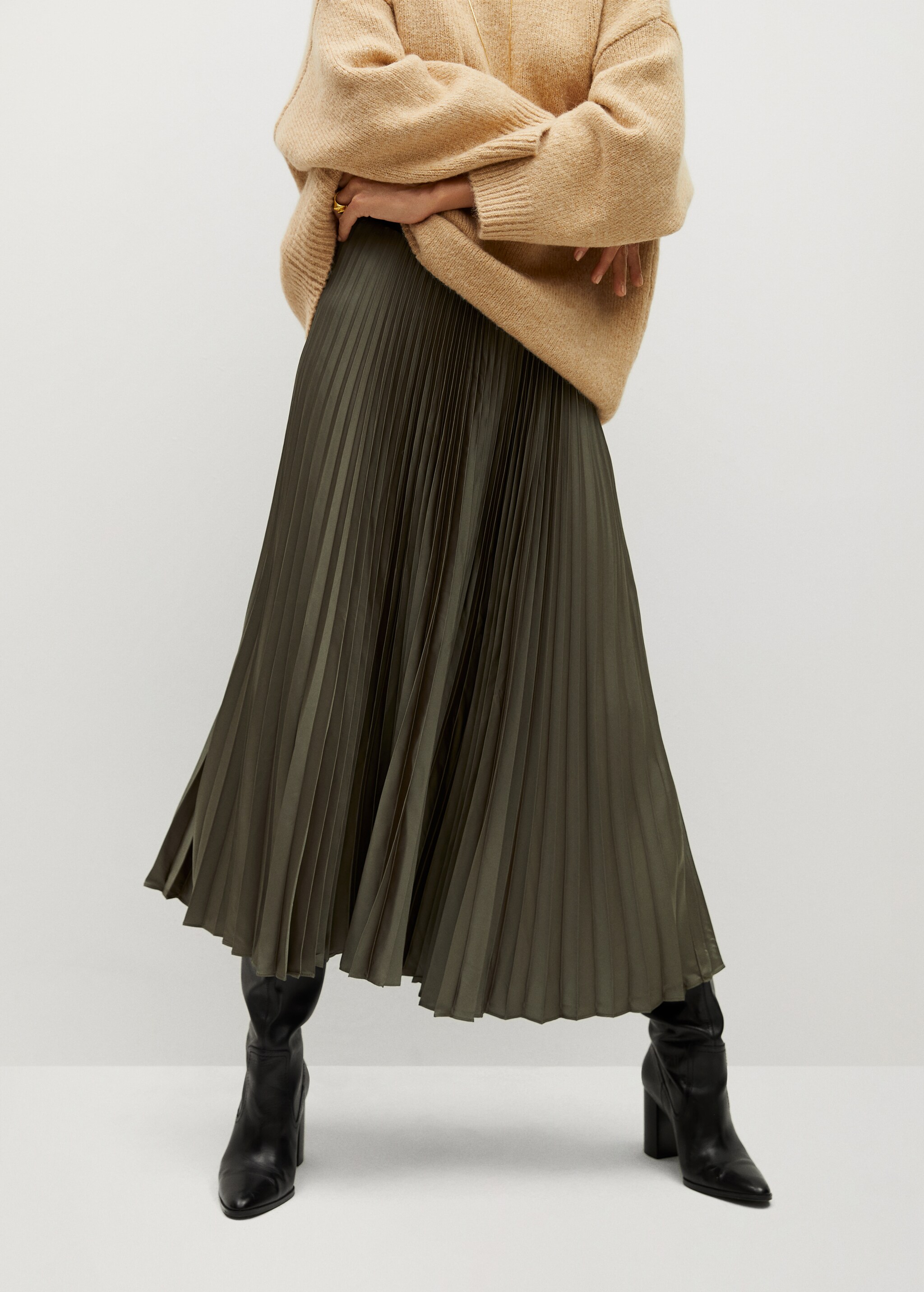Satin pleated skirt - Medium plane
