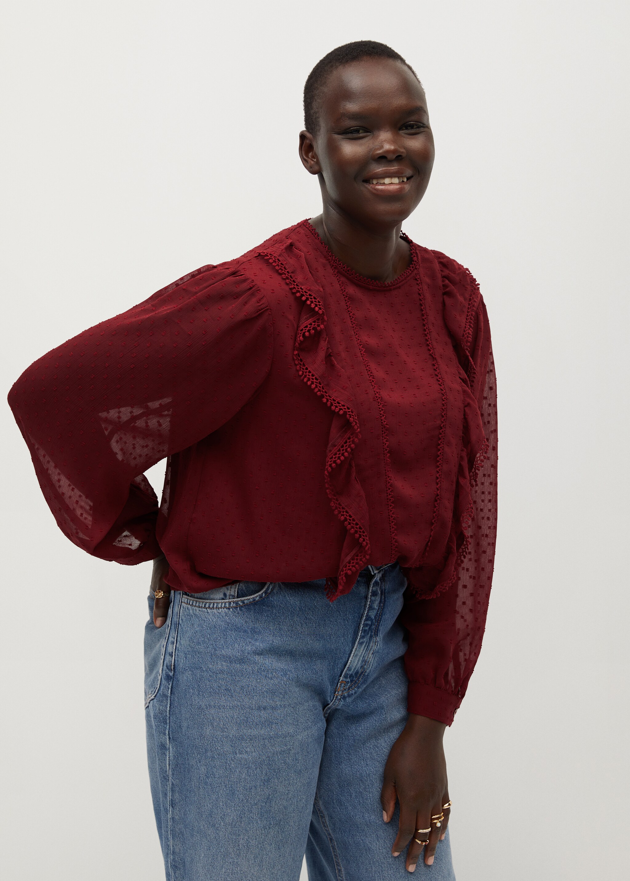 Ruffled plumeti blouse - Medium plane