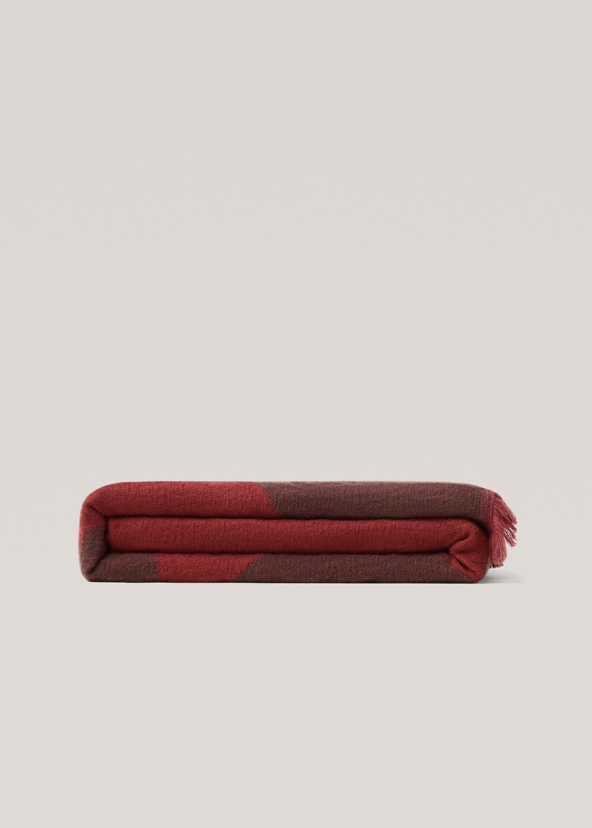 Cotton blanket with leaf design - Article without model, Brown. Ref: 77057644-00.