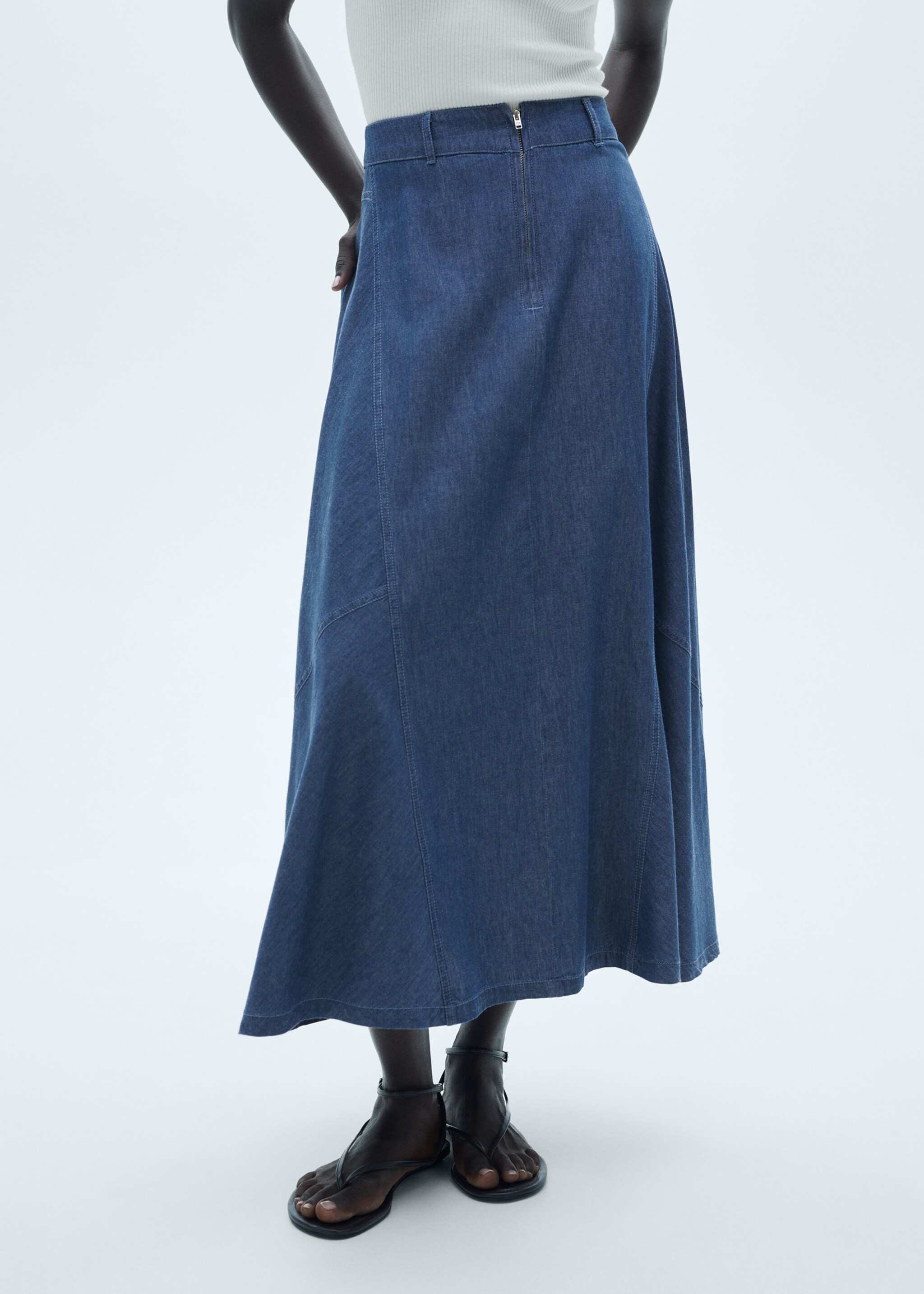 Zipped denim skirt - Medium plane