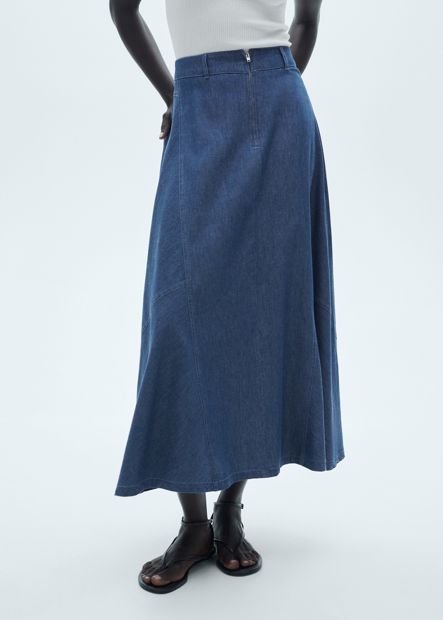 Zipped denim skirt - Medium plane