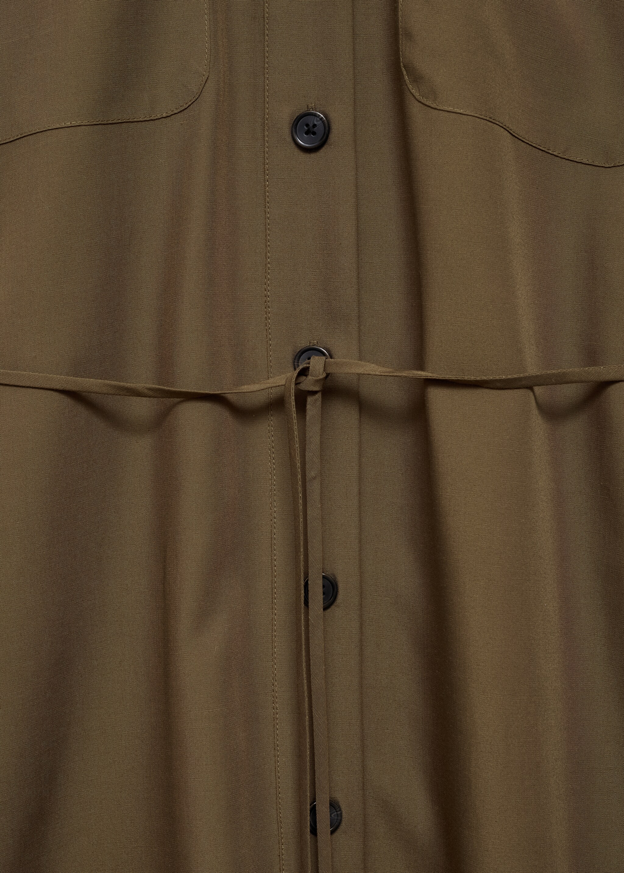 Lyocell shirt dress with bow - Details of the article 0, Khaki. Ref: 77057647-00.