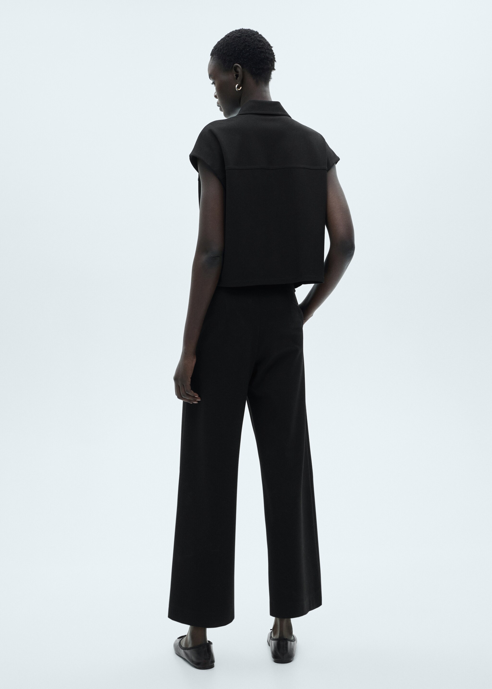Knitted culotte trousers - Reverse of the article, Black. Ref: 77057652-00.