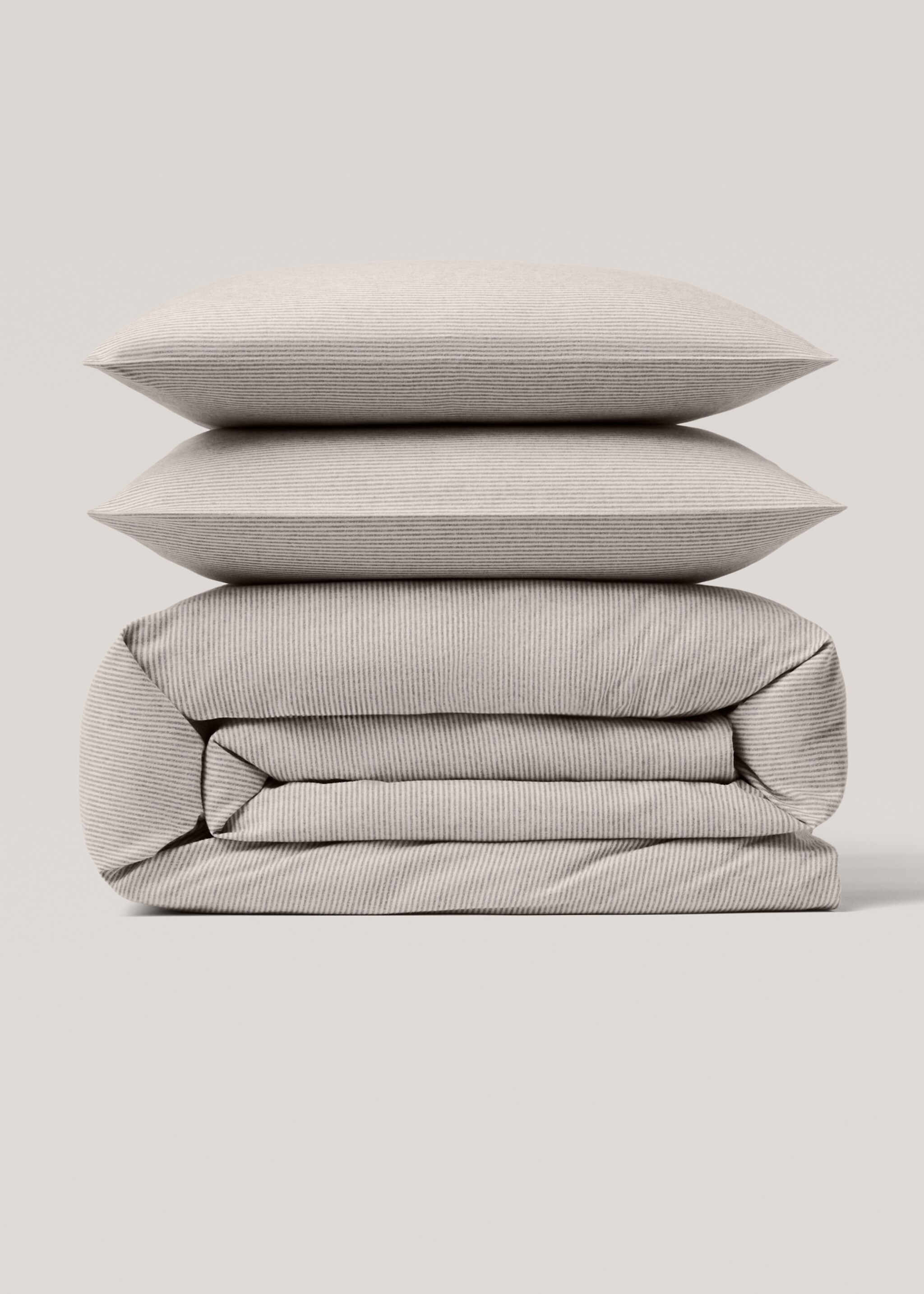 Duvet cover cotton flannel stripes bed 90cm - Article without model, Beige. Ref: 77057656-00.