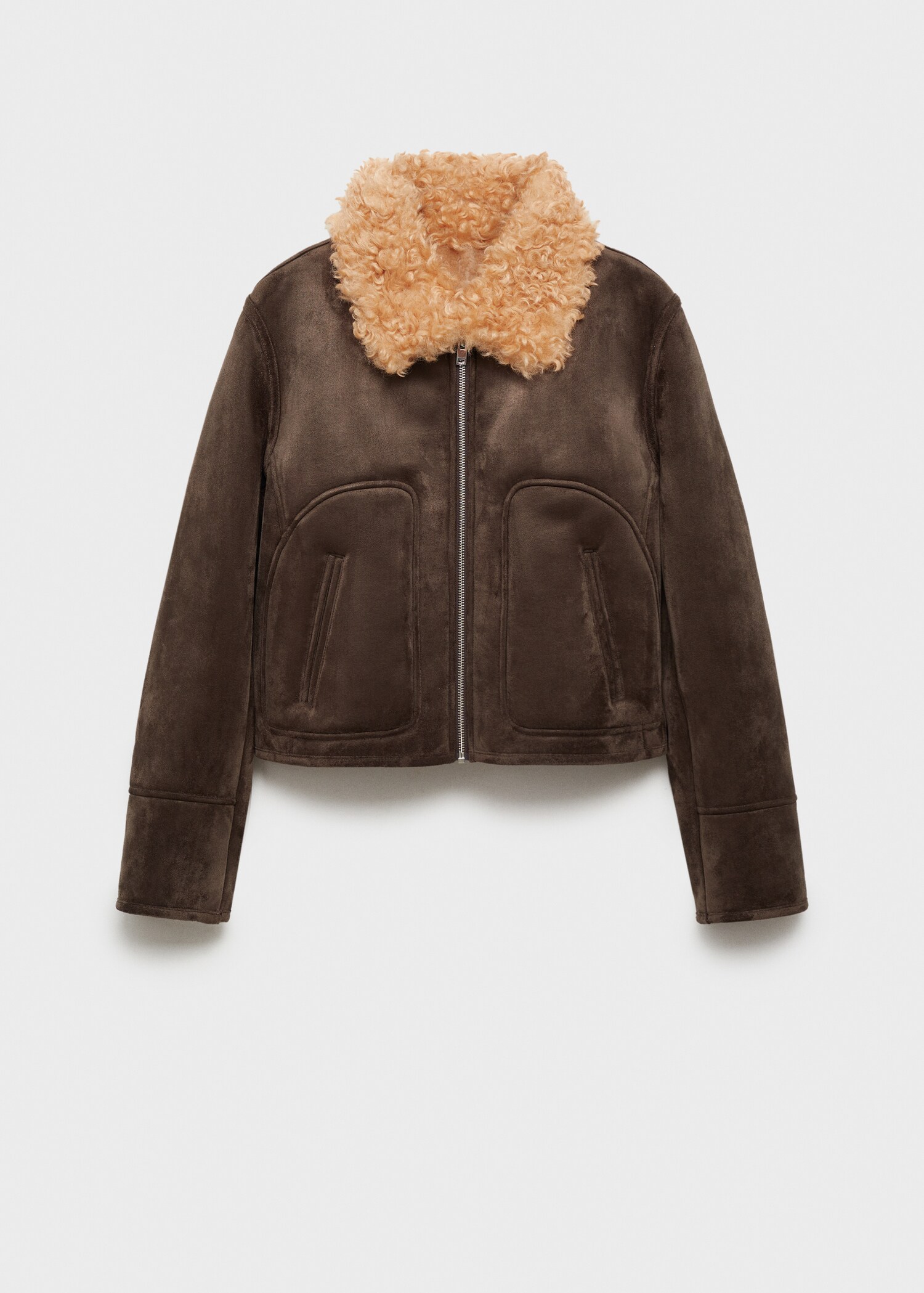 Suede-effect jacket with fleece collar - Article without model