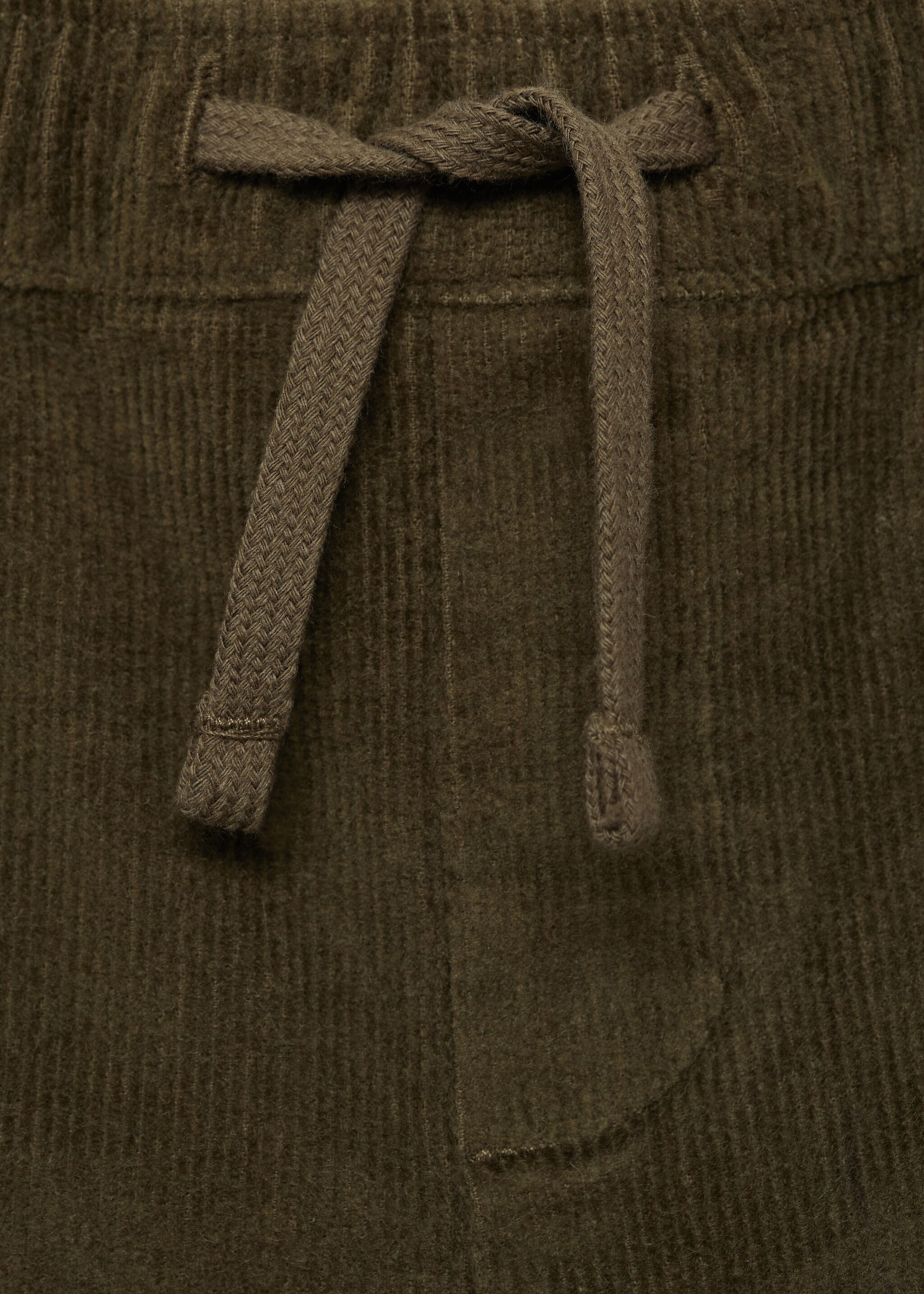 Lined corduroy trousers - Details of the article 8, Khaki. Ref: 77057675-00.