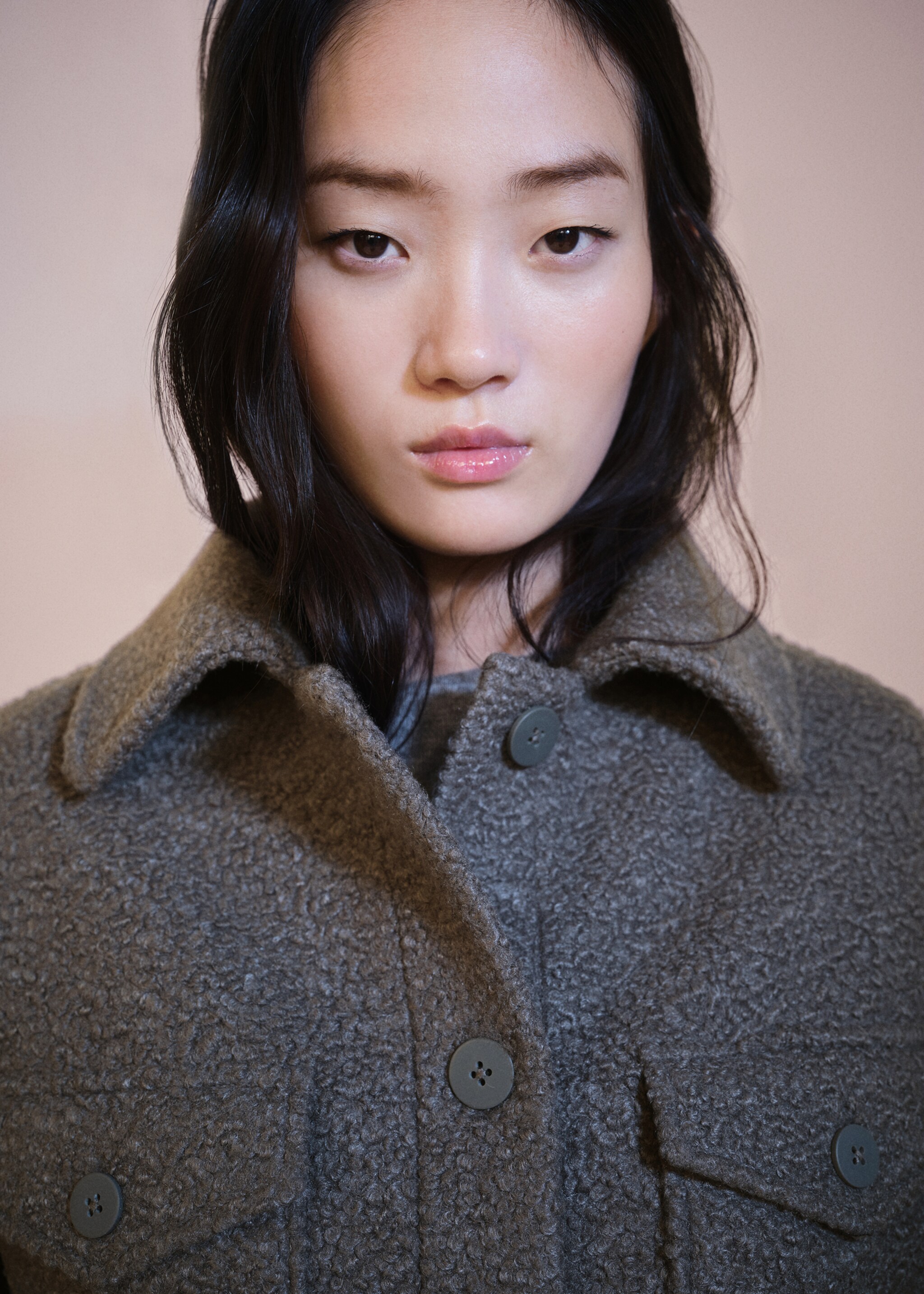 Bouclé jacket with pockets - Details of the article 1, Grey. Ref: 77057683-00.