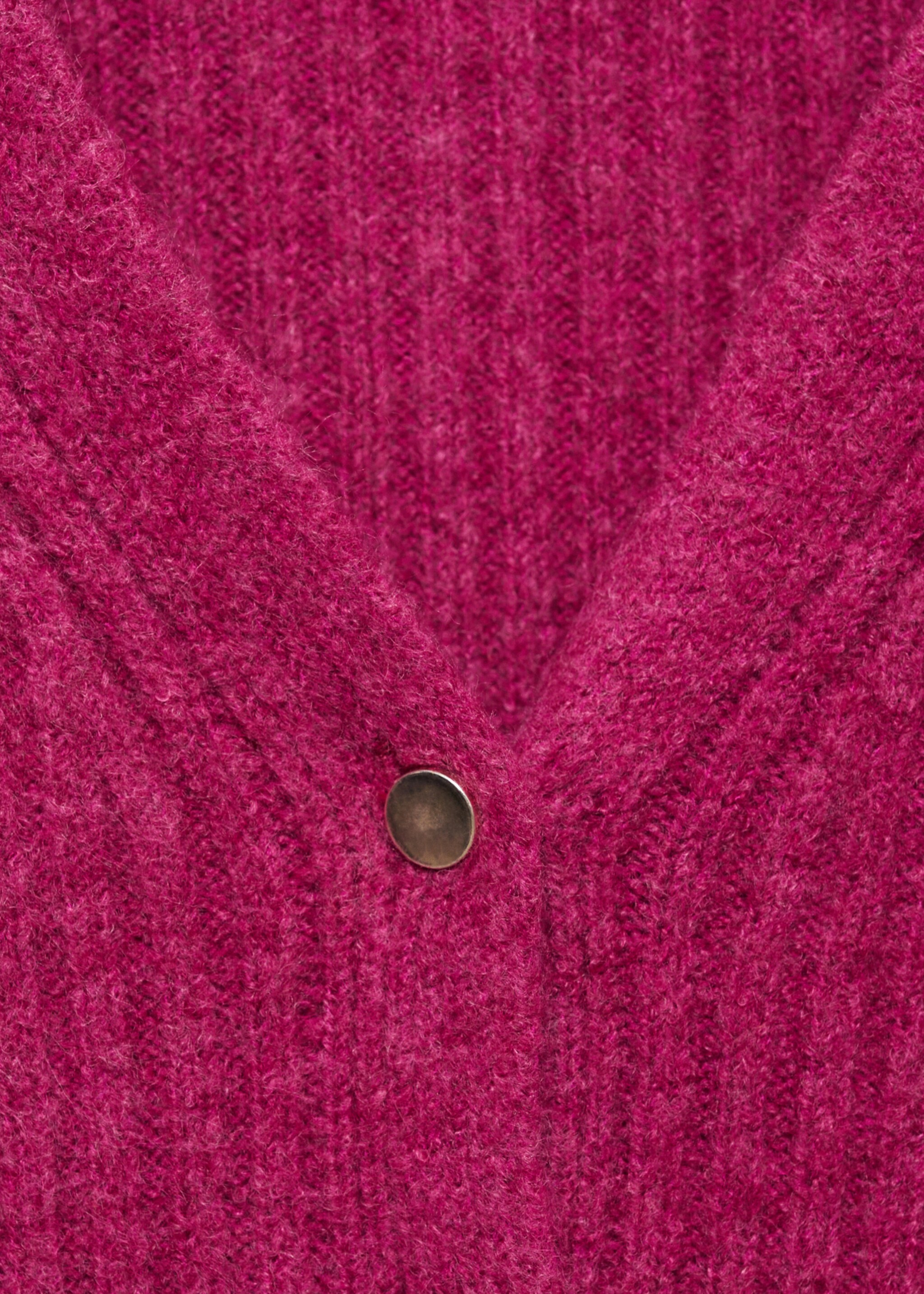 Knitted cardigan with metallic buttons - Details of the article 8, Fuchsia. Ref: 77057686-00.