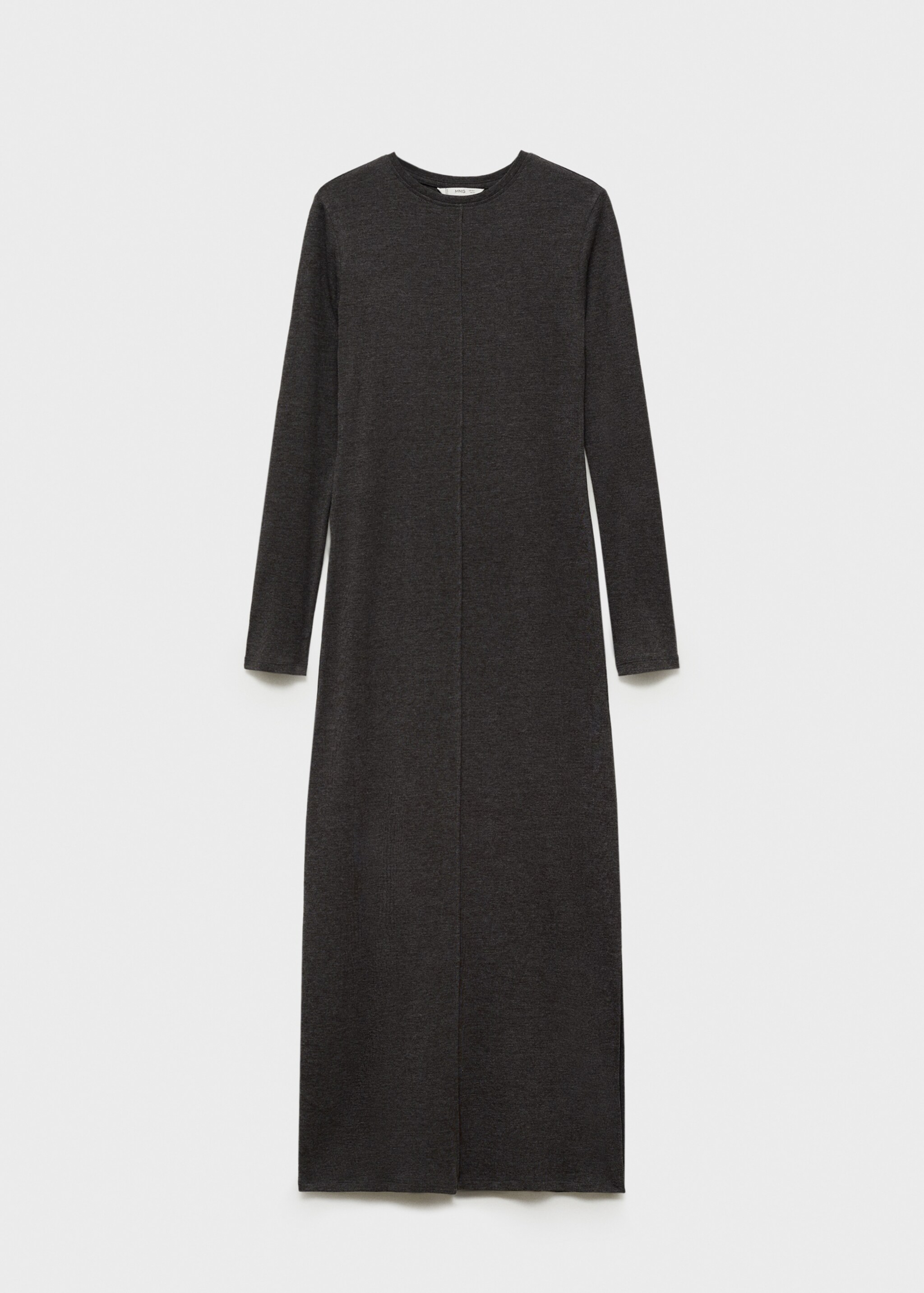 Long-sleeved slit dress - Article without model, Charcoal. Ref: 77057687-00.