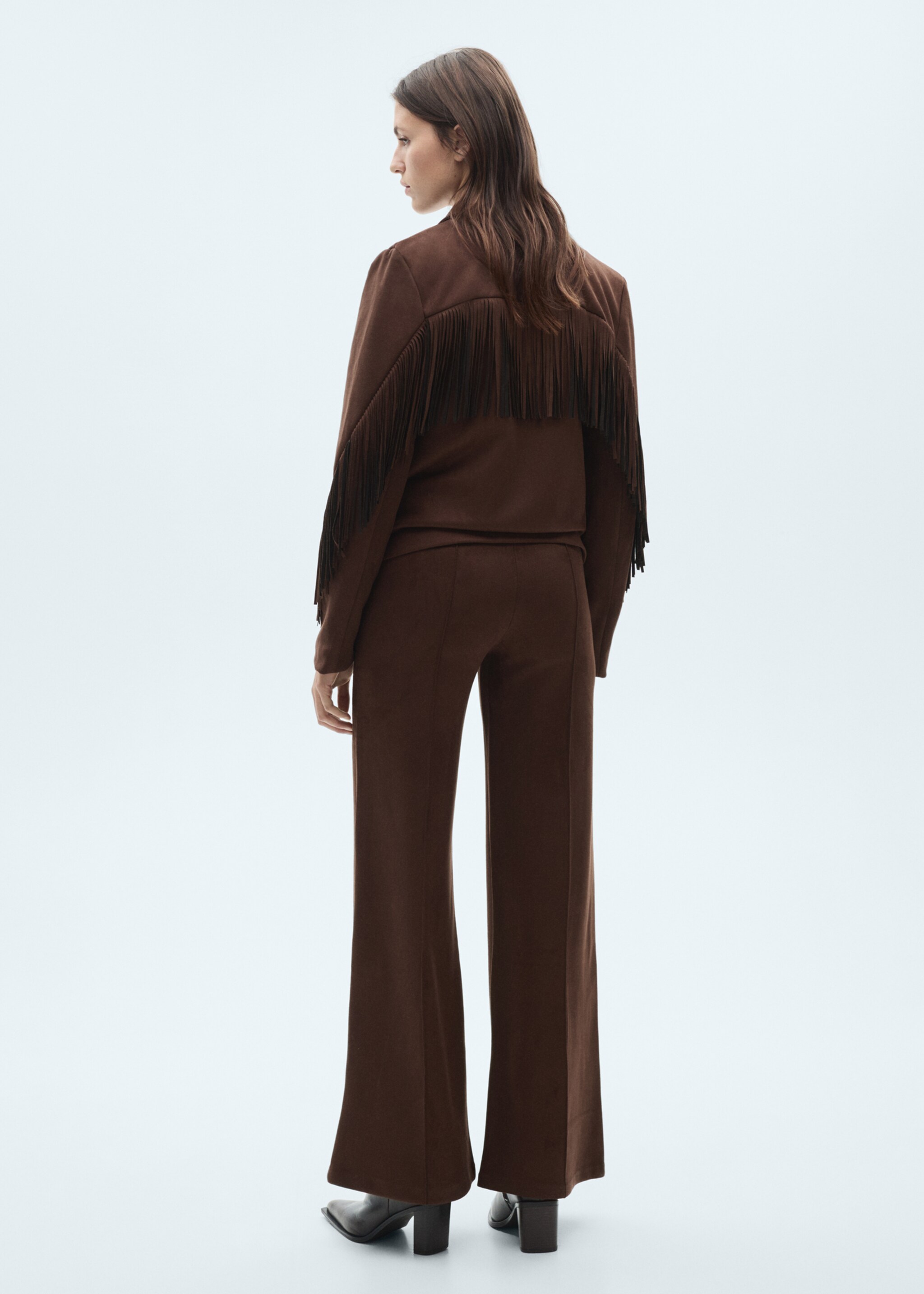 Pantalón wideleg efecto ante - Reverso del artículo, Chocolate. Ref: 77057696-00.