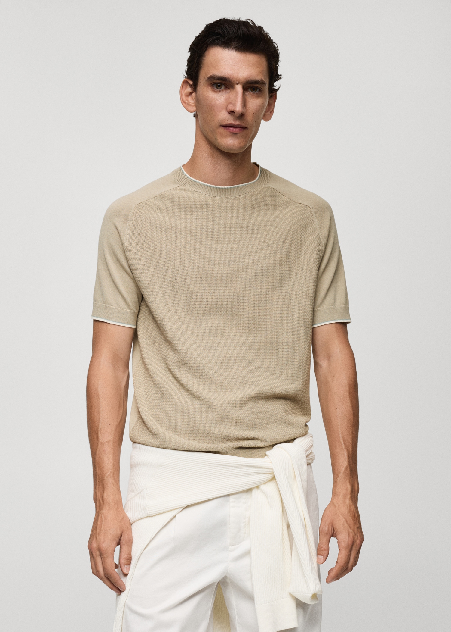 Structure thin knitwear t-shirt Men MANGO OUTLET Sweden