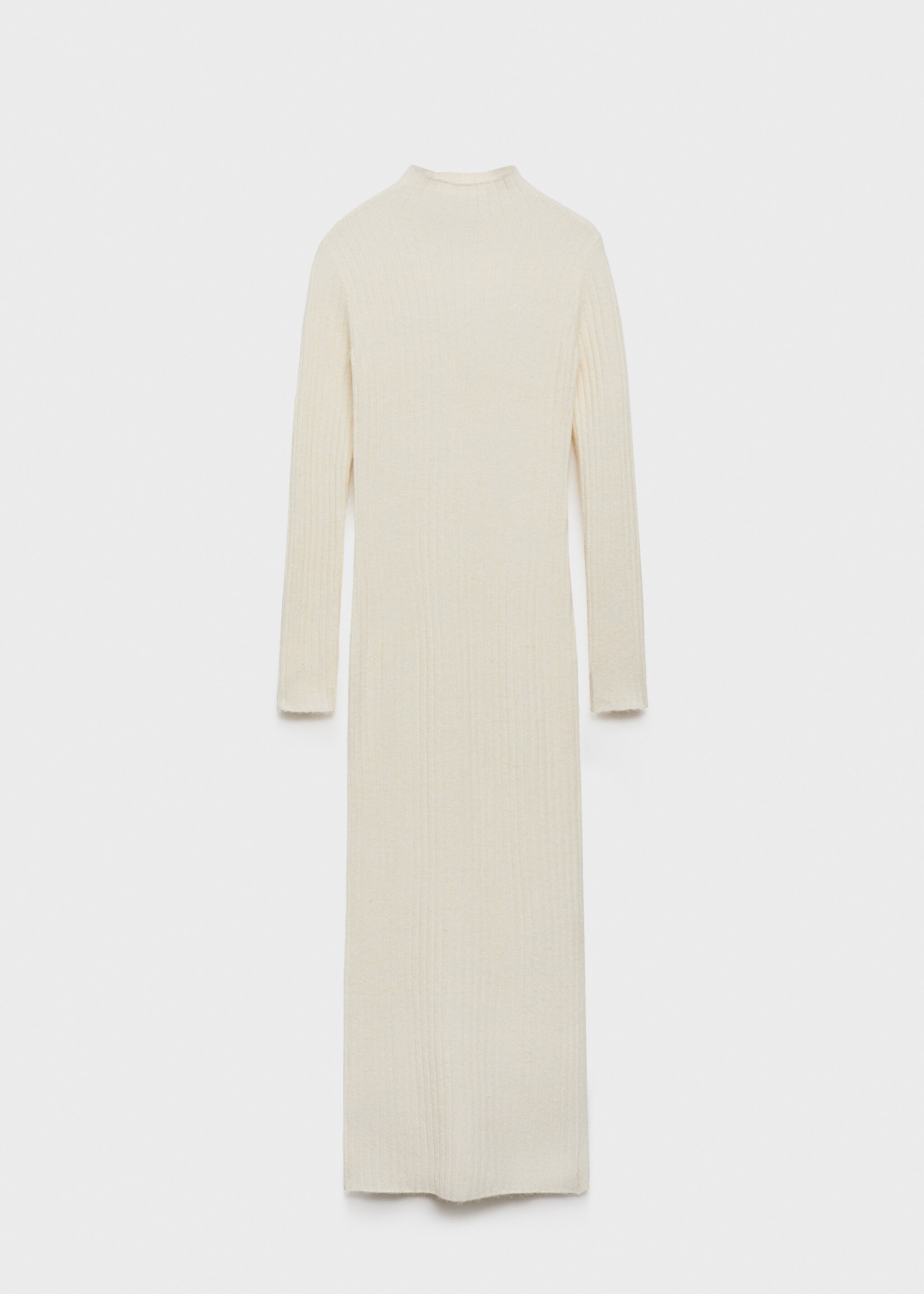 Ribbed knit dress with opening - Article without model, Ecru. Ref: 77057699-00.