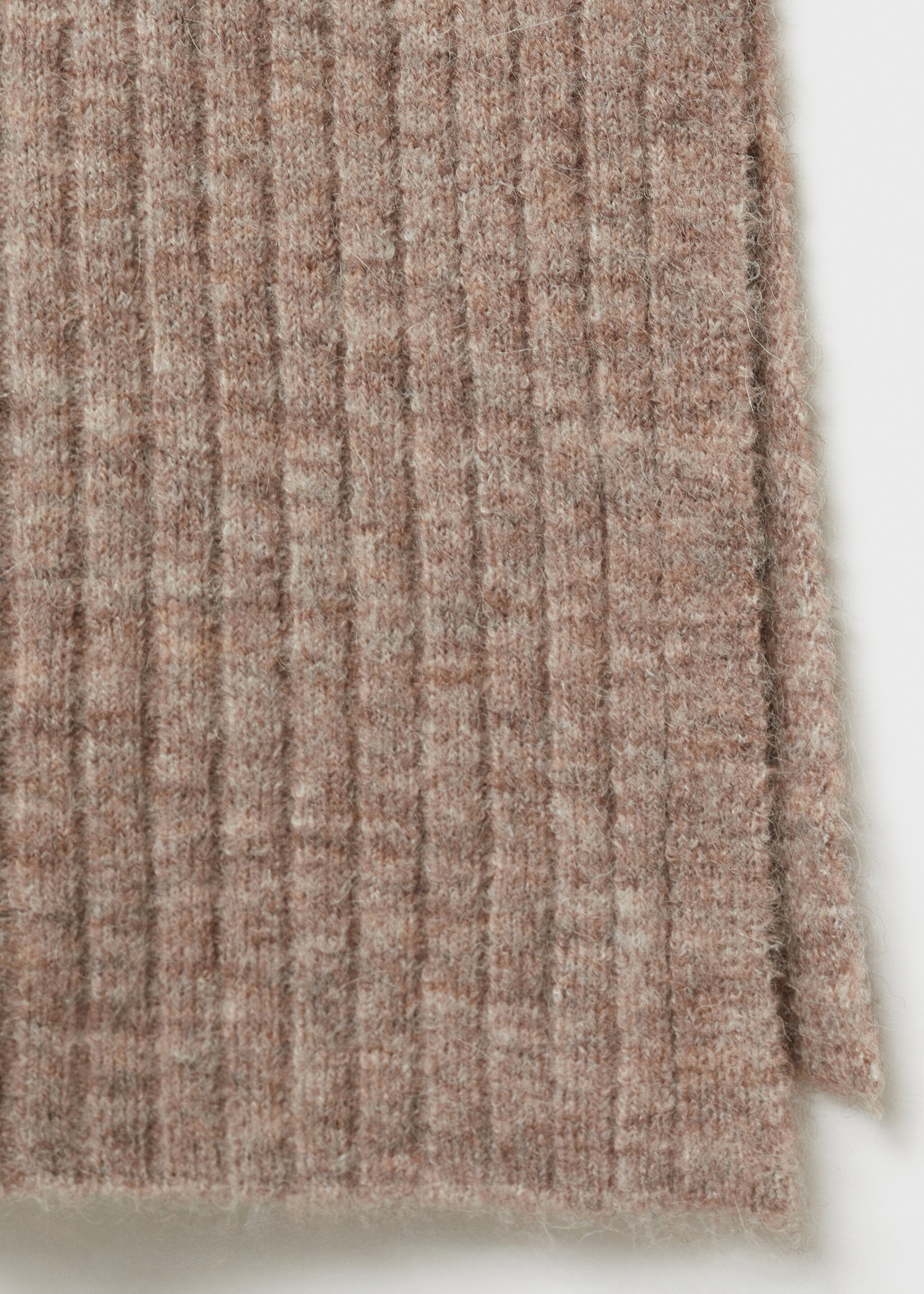 Ribbed knit dress with opening - Details of the article 0, Medium Brown. Ref: 77057699-00.