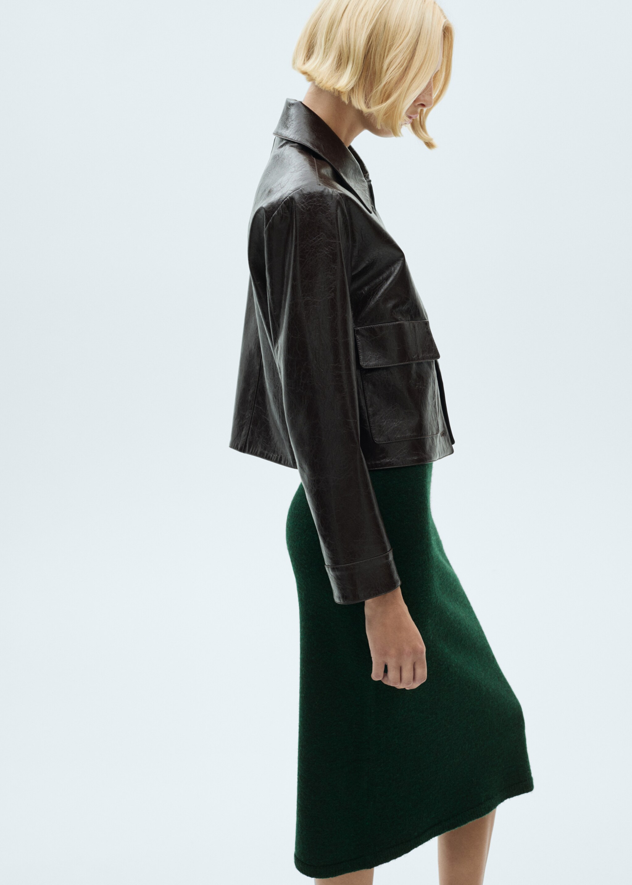 Utställd stickad kjol - Detaljer om artikeln 2, Grön. Ref: 77057701-00.