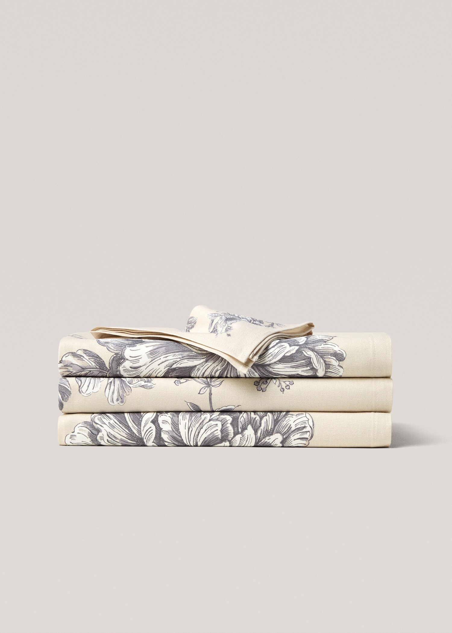 Floral-print cotton napkin 45x45cm - Details of the article 3