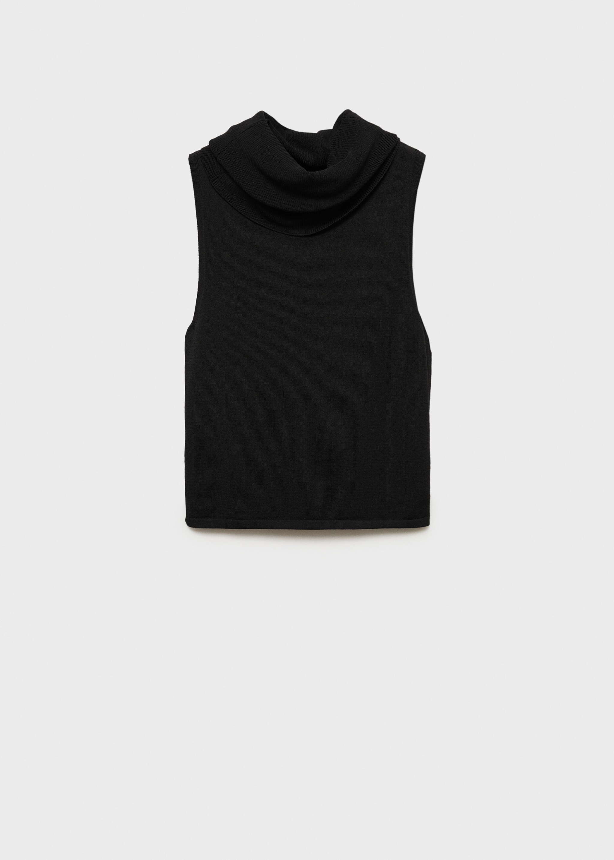 Úpletový top s ohrnutým límcem - Zboží bez modelu, Černá. Ref: 77057711-00.