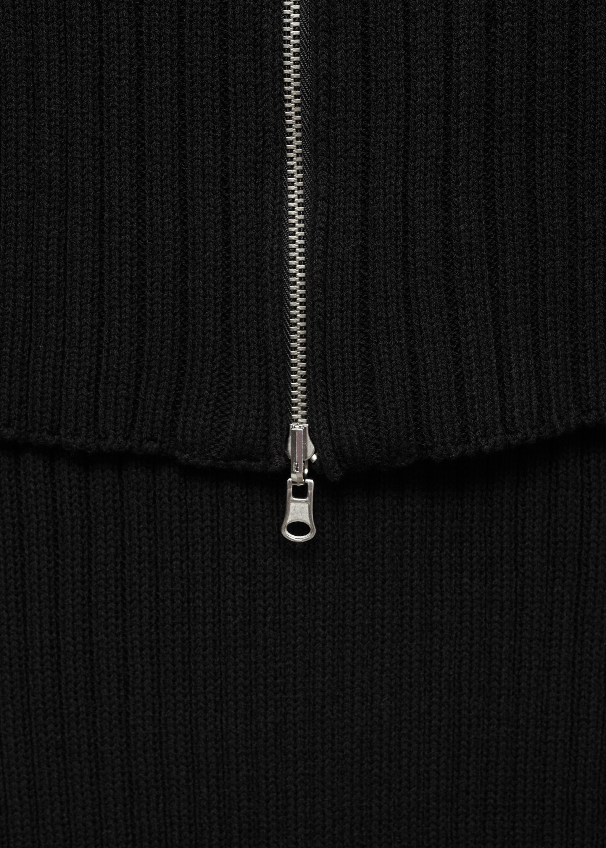 Combined knitted dress with zip - Details of the article 0, Black. Ref: 77057712-00.