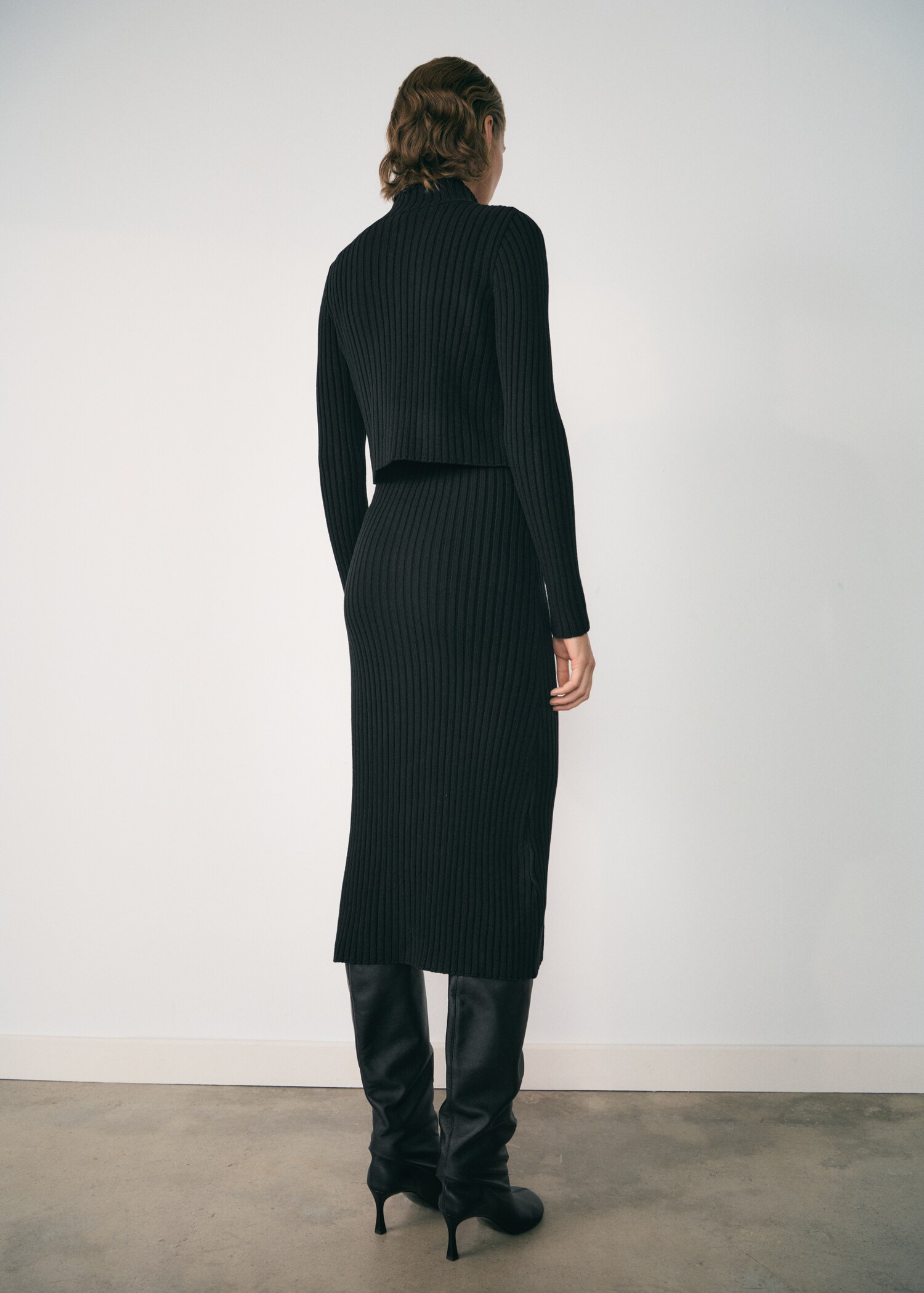 Combined knitted dress with zip - Reverse of the article