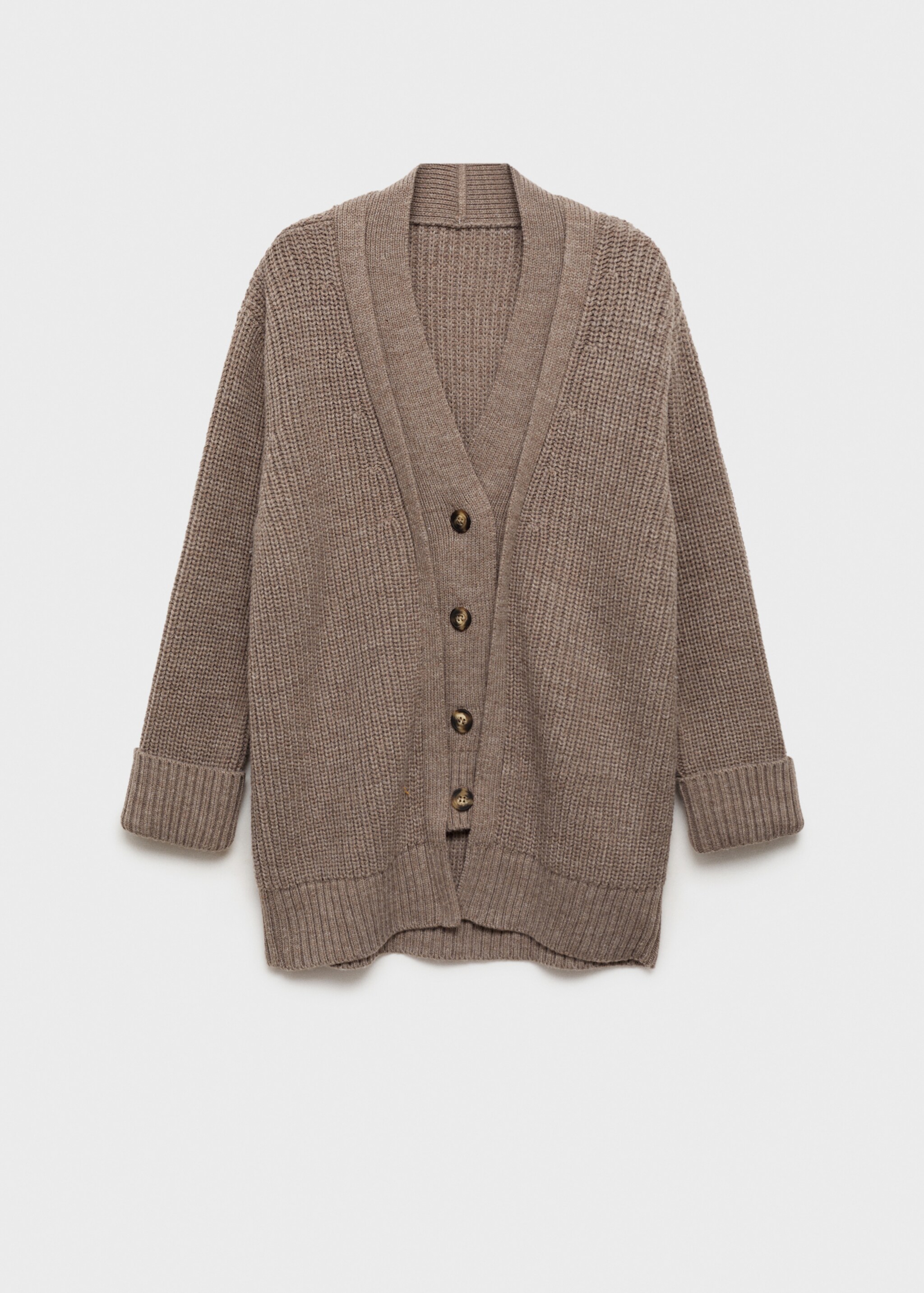 Oversized cardigan with buttons - Article without model, Brown. Ref: 77057713-00.