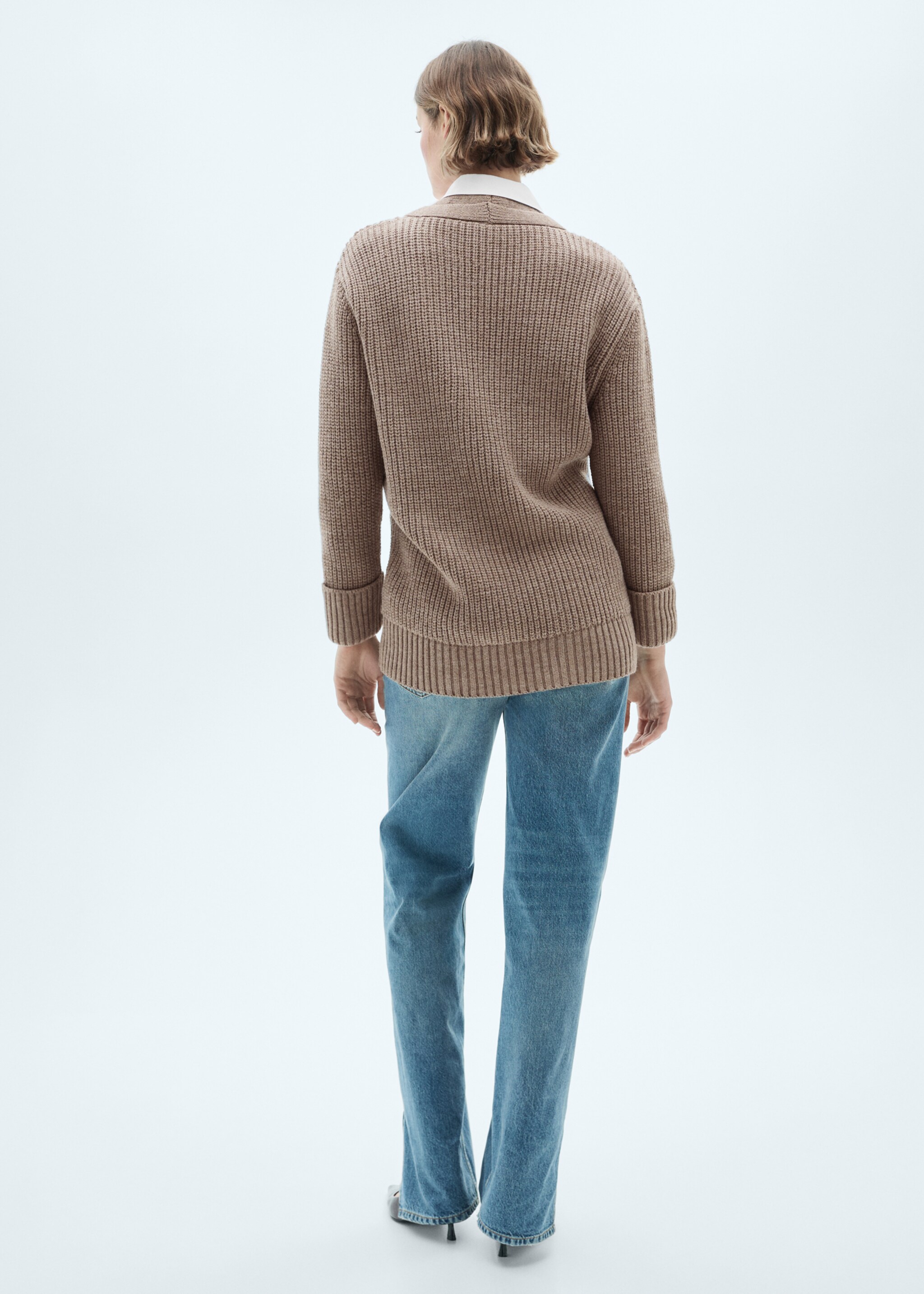 Oversized cardigan with buttons - Reverse of the article, Brown. Ref: 77057713-00.