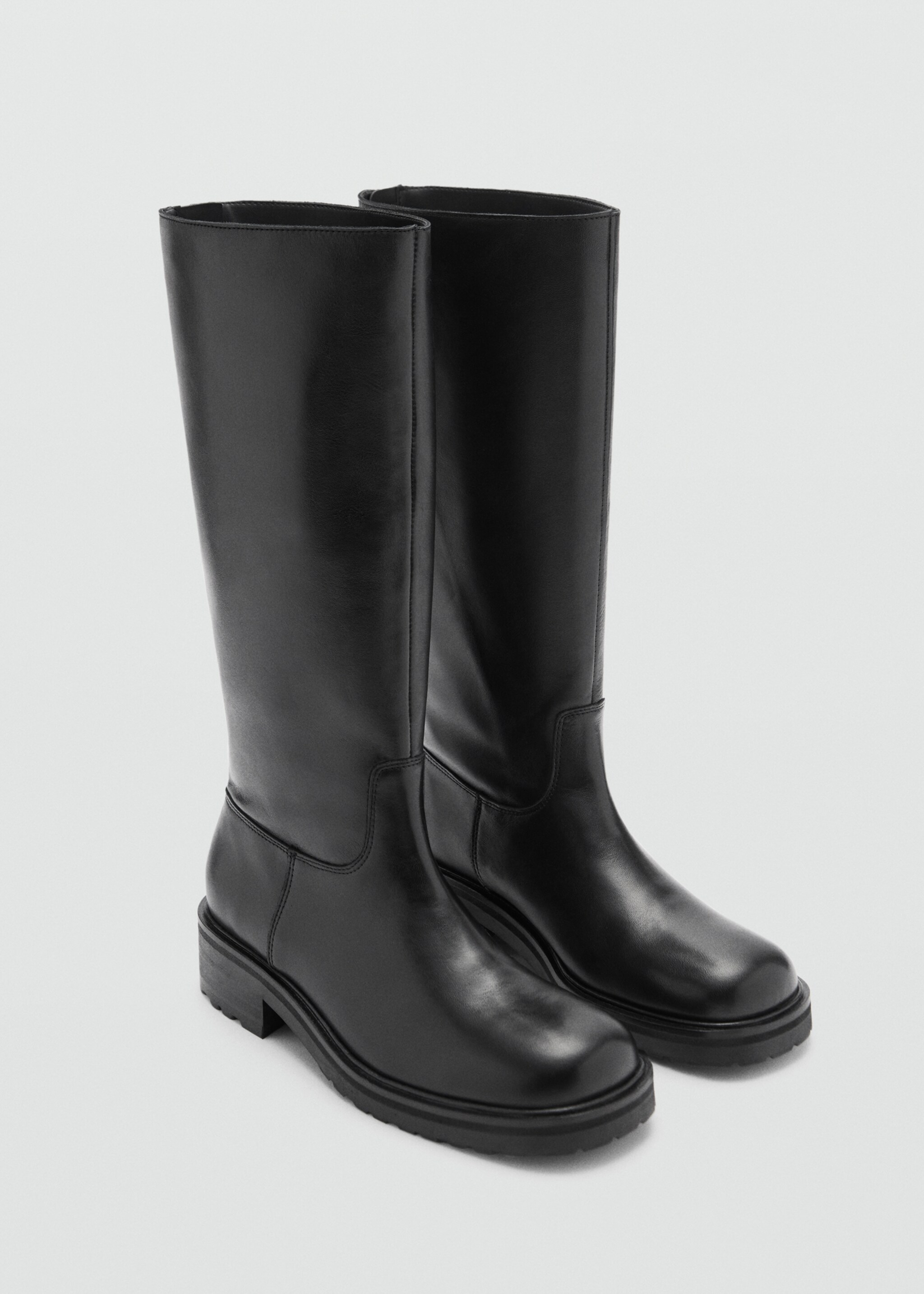 High leather boots with zip - Medium plane, Black. Ref: 77057715-00.