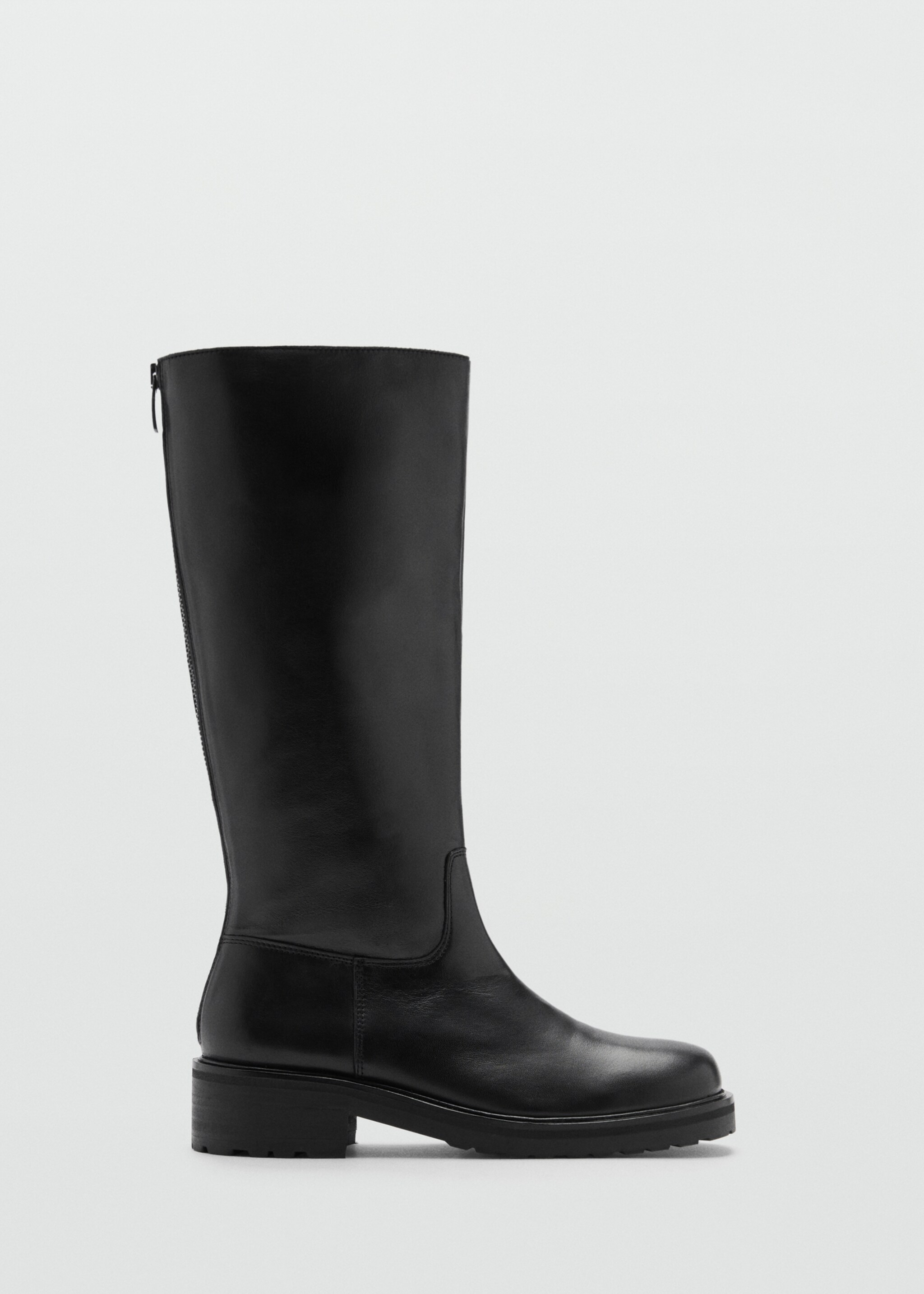 High leather boots with zip - Article without model, Black. Ref: 77057715-00.