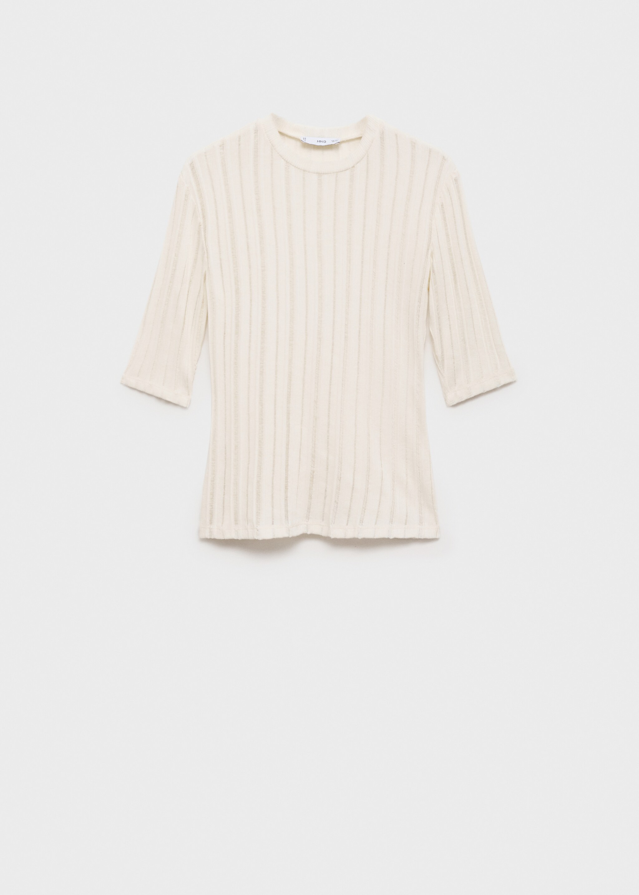 Short-sleeve knitted t-shirt - Article without model, Ecru. Ref: 77057716-00.