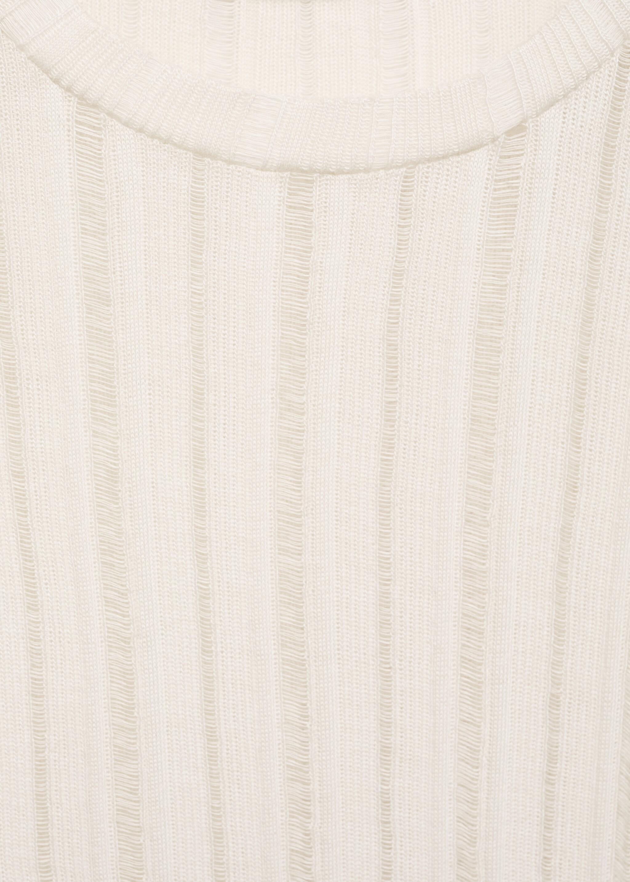 Short-sleeve knitted t-shirt - Details of the article 8, Ecru. Ref: 77057716-00.