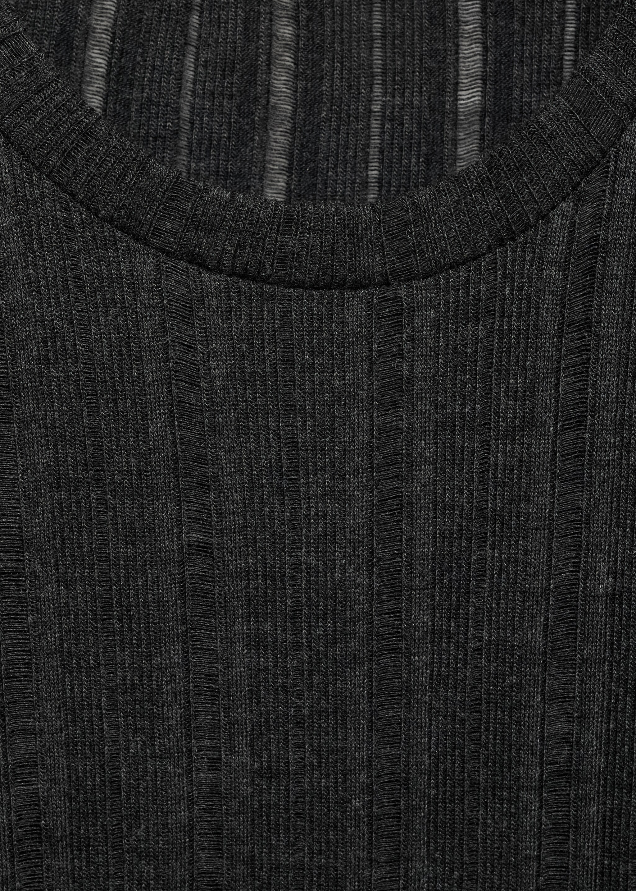 Short-sleeve knitted t-shirt - Details of the article 8, Grey. Ref: 77057716-00.