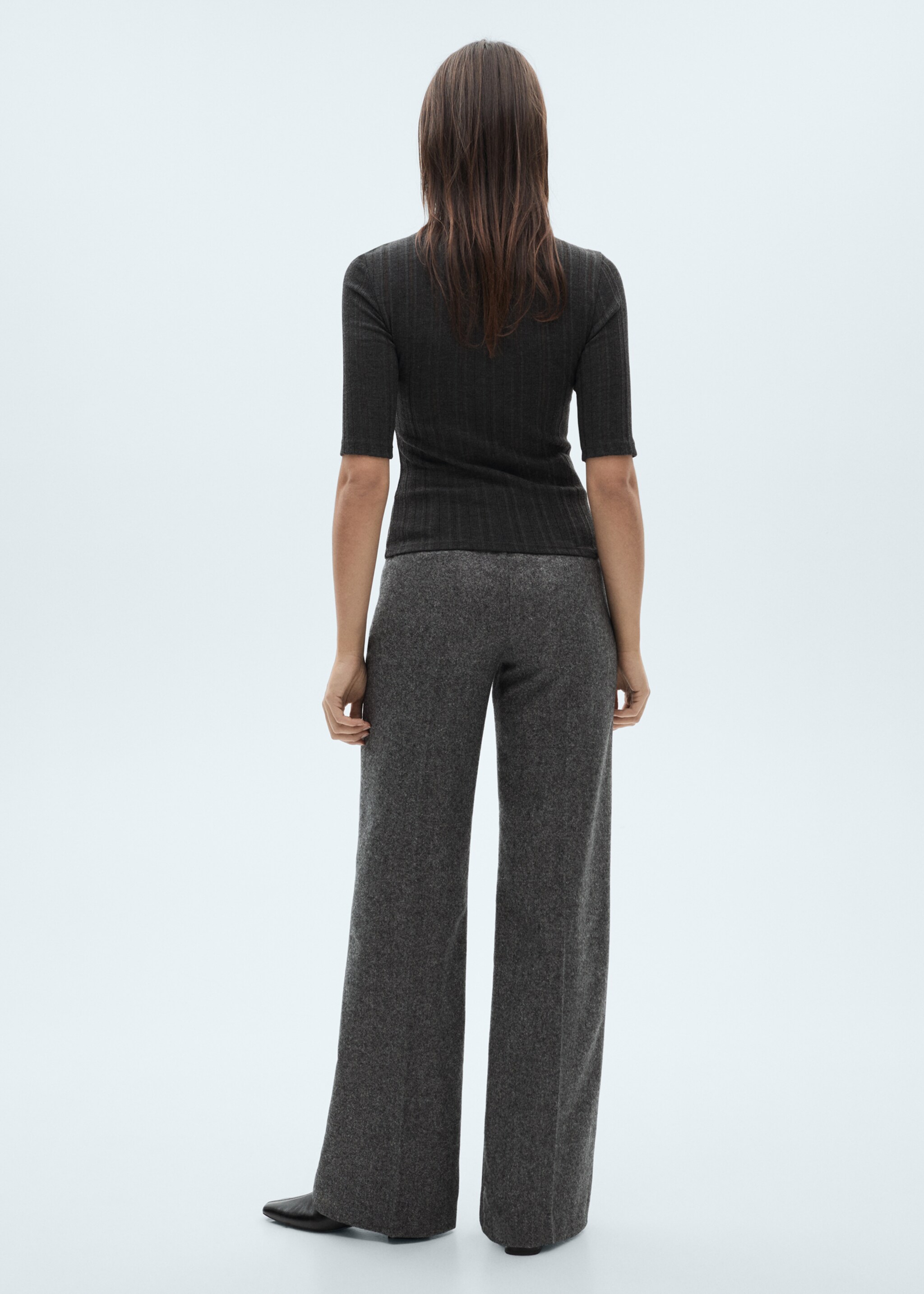 Short-sleeve knitted t-shirt - Reverse of the article, Grey. Ref: 77057716-00.