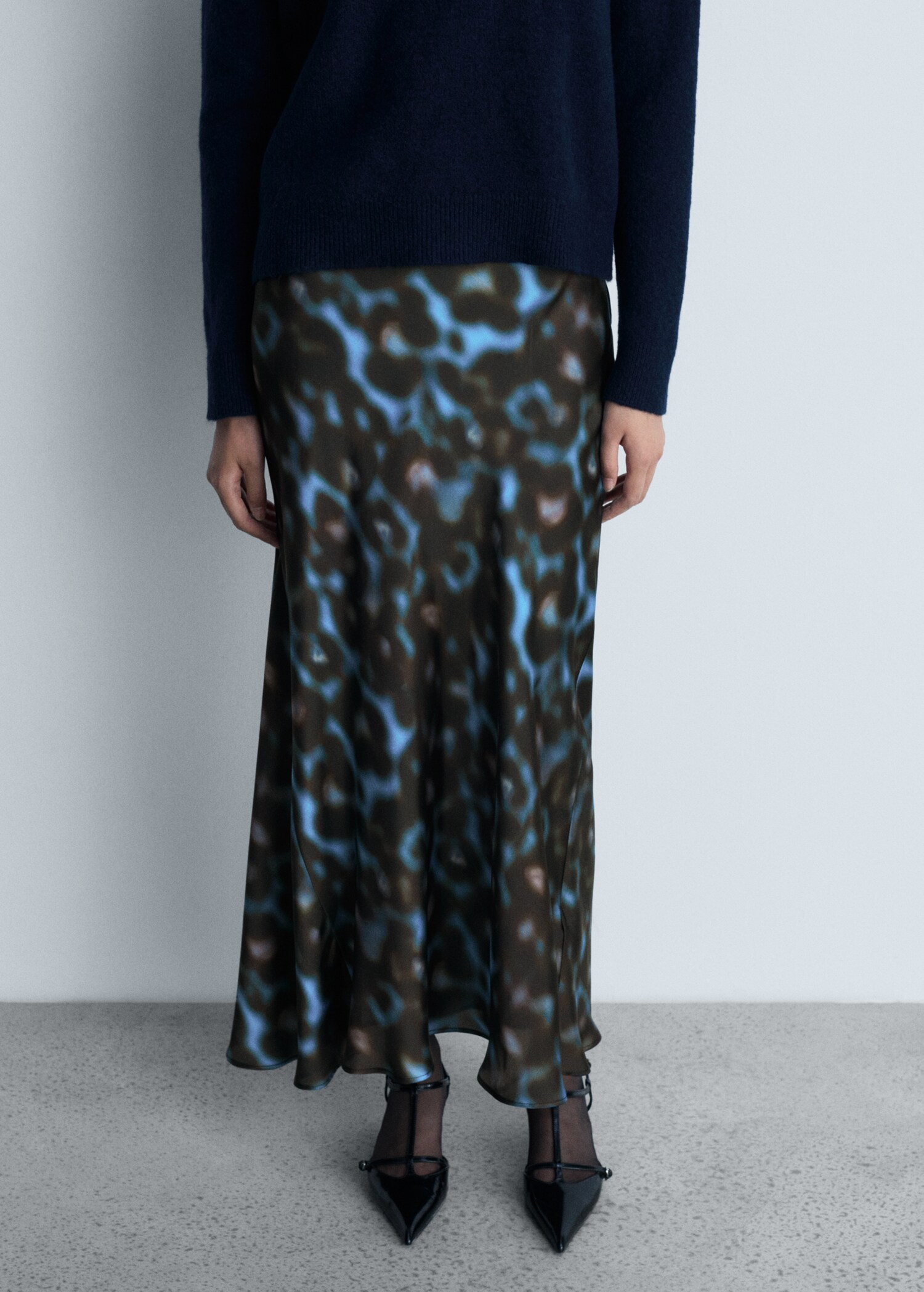 Printed satin skirt - Medium plane