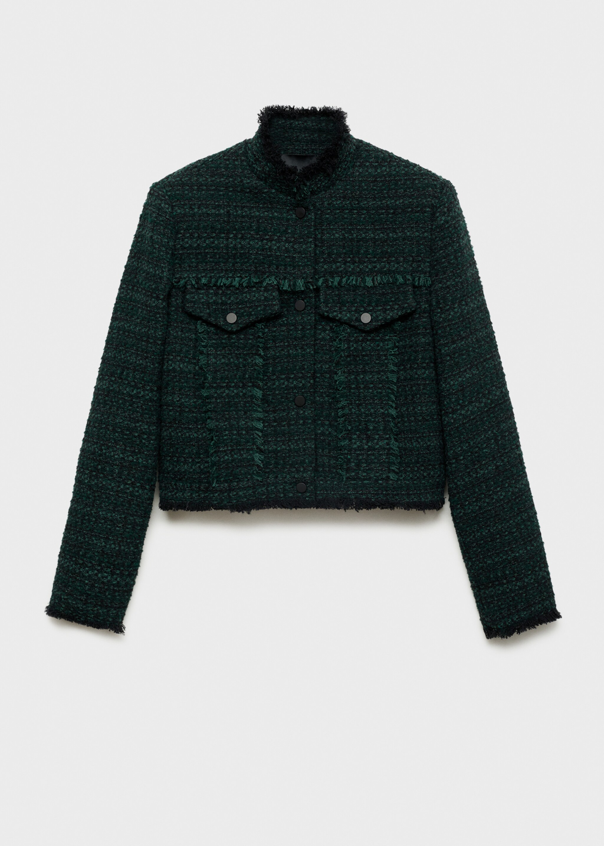 Veste tweed col montant - Article sans modèle, Vert foncé. Ref: 77057720-00.