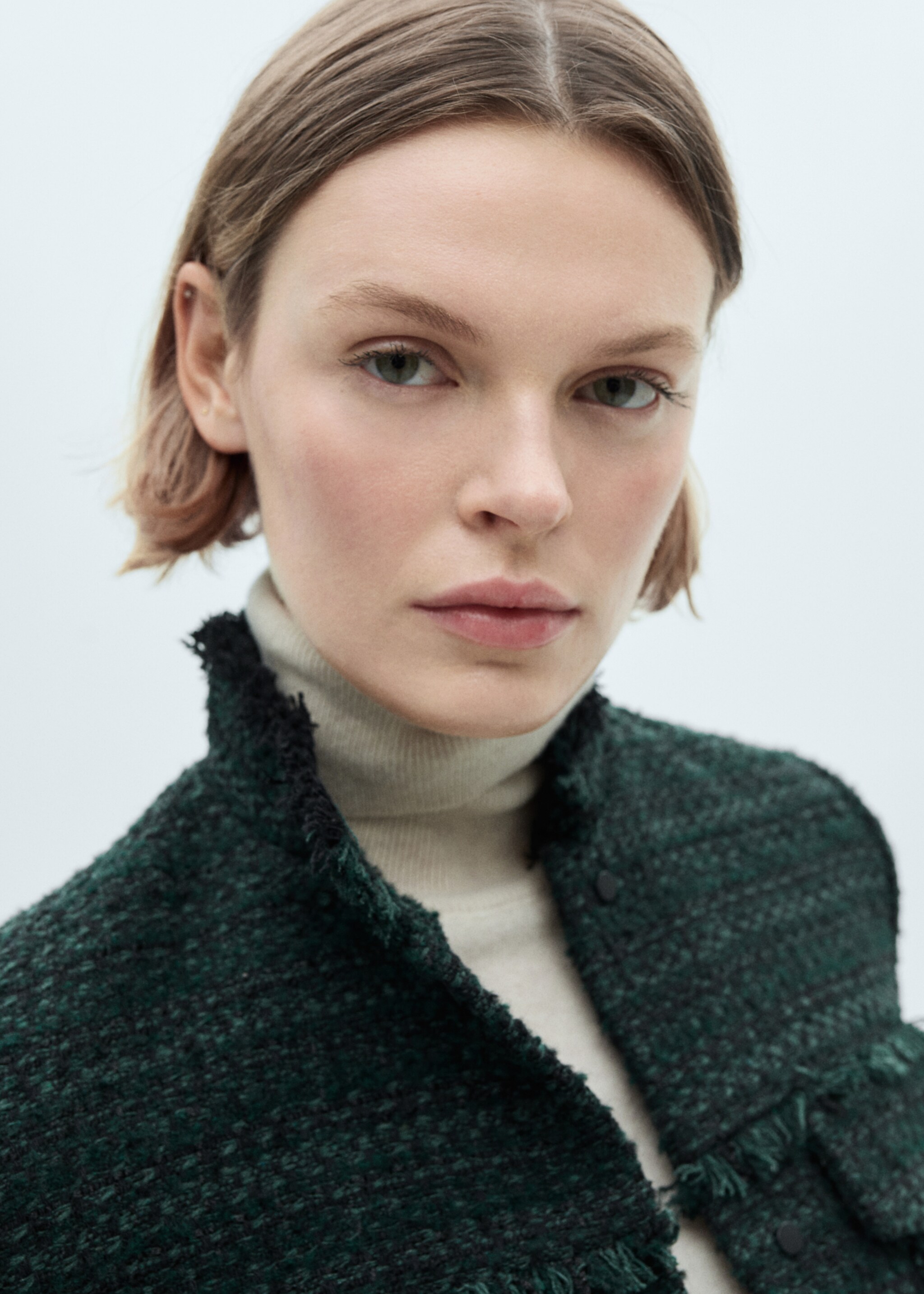 Veste tweed col montant - Détail de l'article 1, Vert foncé. Ref: 77057720-00.