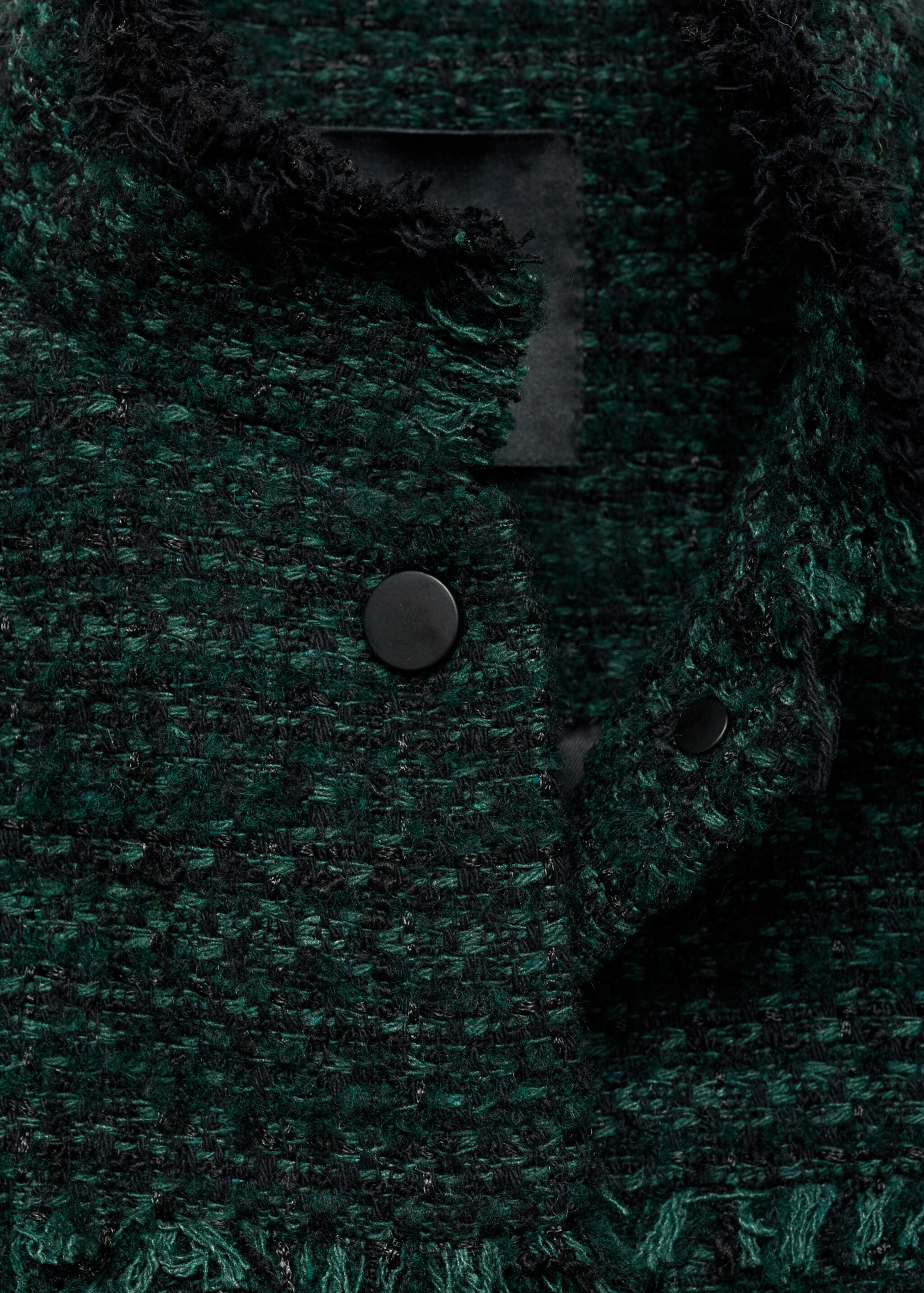 Veste tweed col montant - Détail de l'article 8, Vert foncé. Ref: 77057720-00.