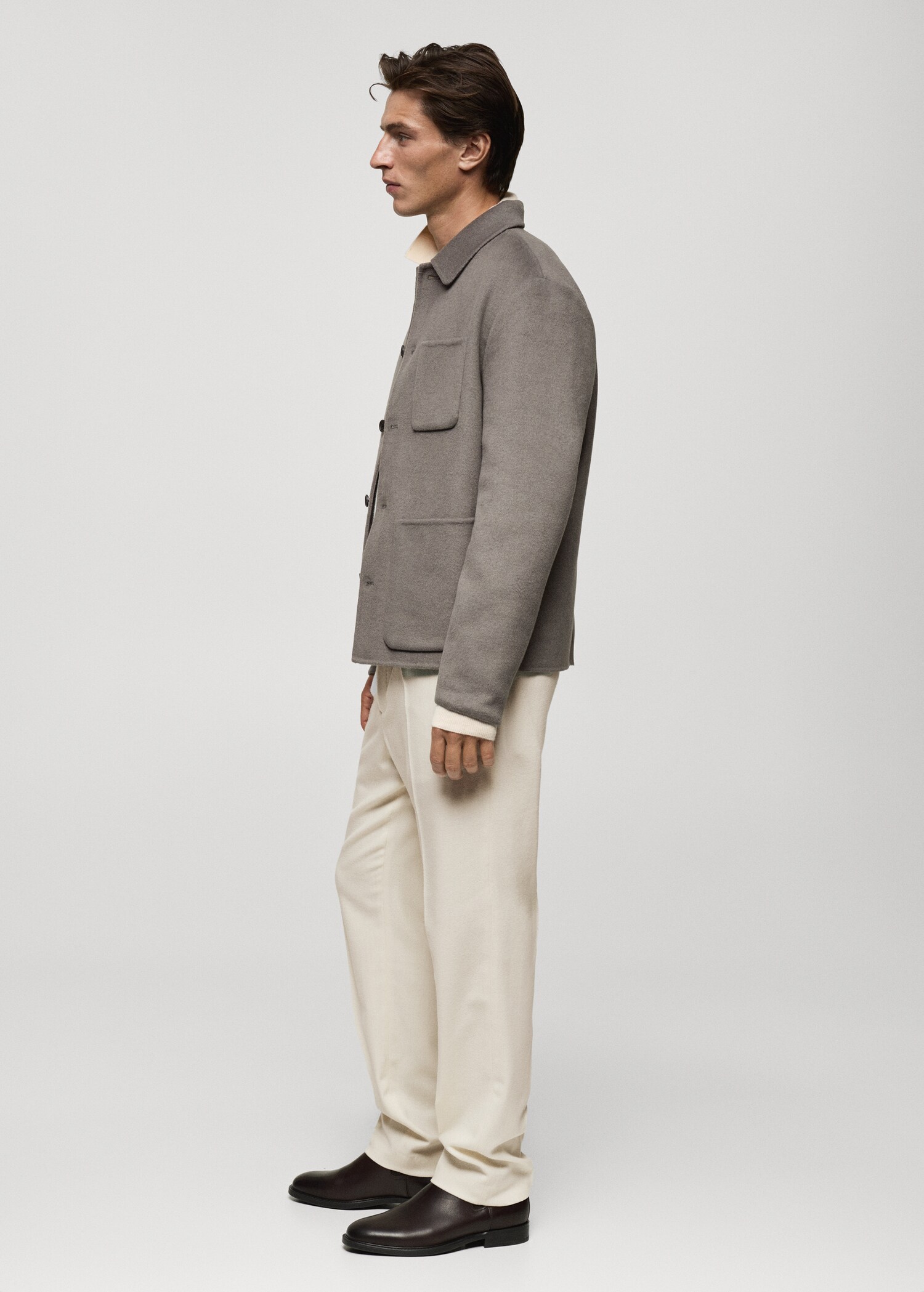 Handmade wool overshirt with pockets - Details of the article 2