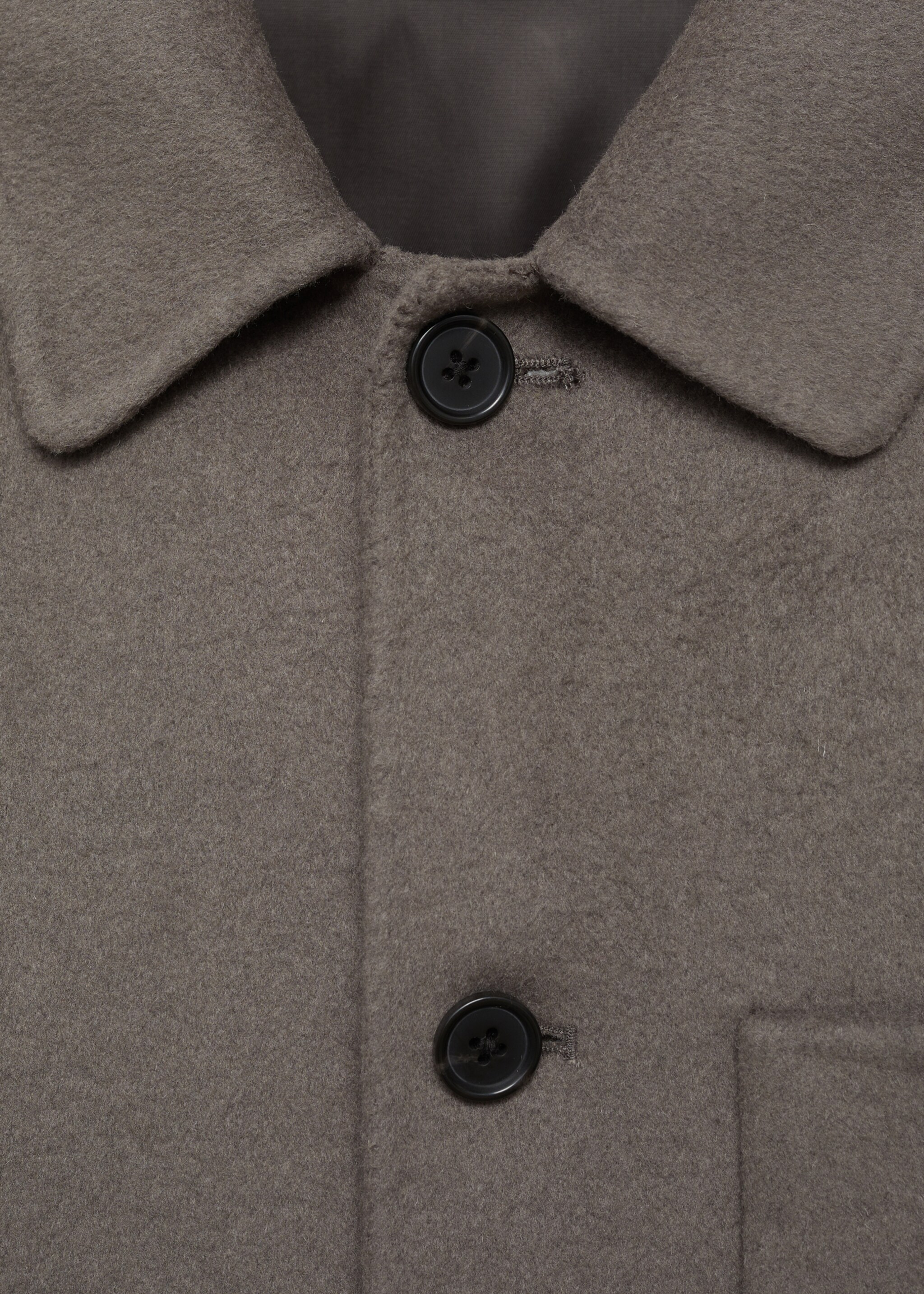 Handmade wool overshirt with pockets - Details of the article 8, Medium Brown. Ref: 77057912-00.