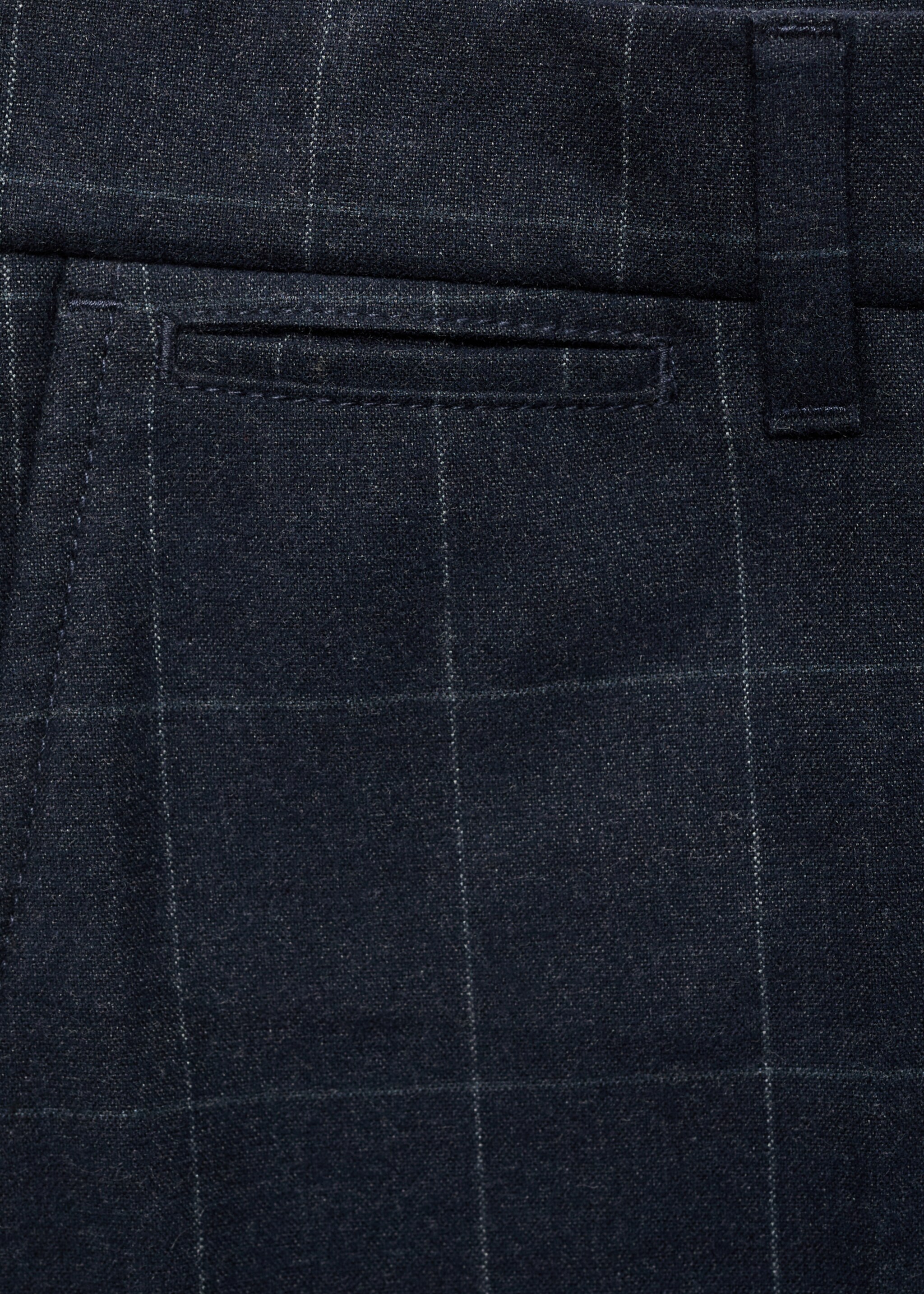 Karierte Slim Fit-Baumwollhose - Detail des Artikels 0, Dunkles Marineblau. Ref: 77057915-00.