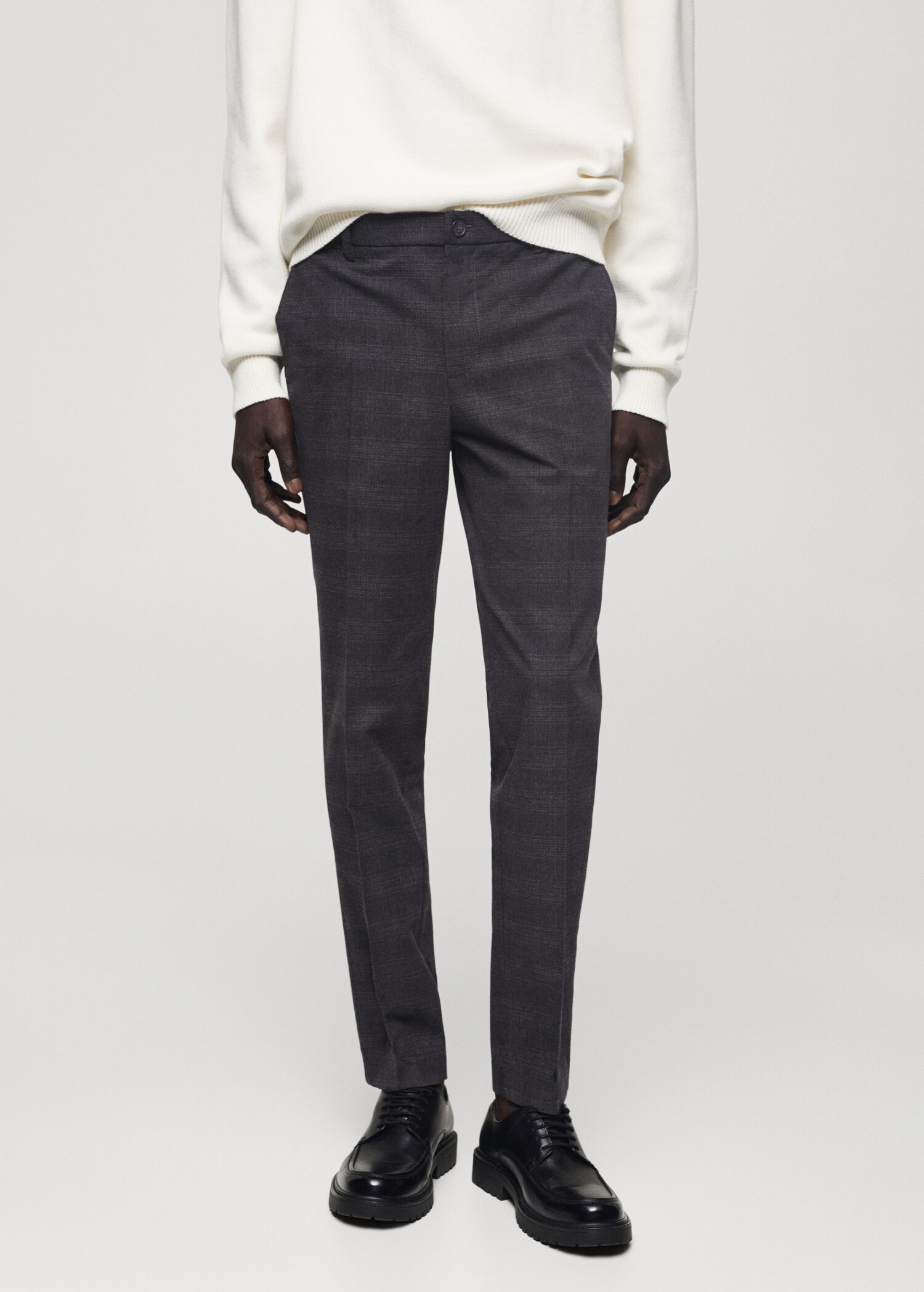 Slim Fit-Baumwollhose mit Schottenkaro - Mittlere Ansicht