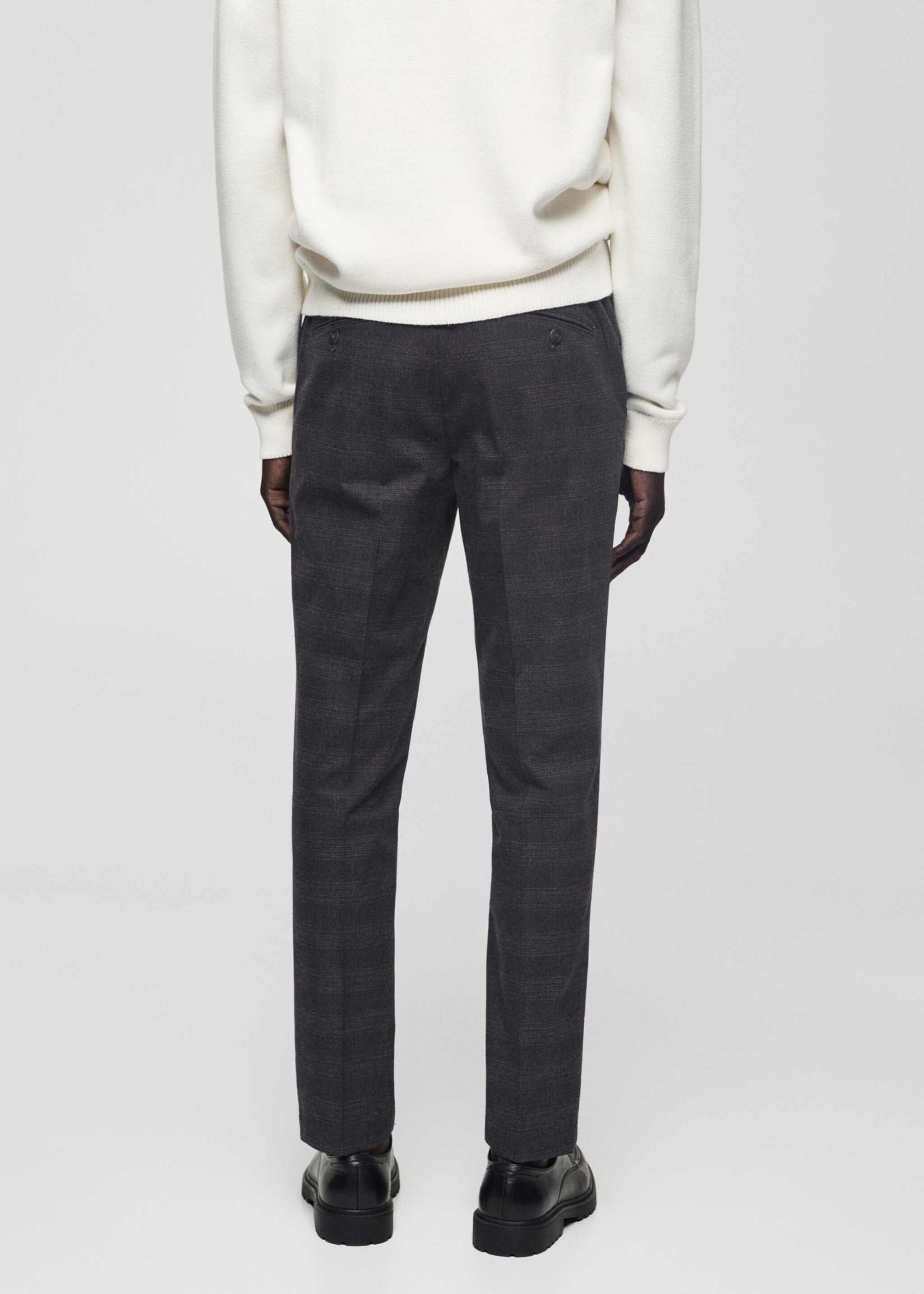 Bavlněné kalhoty slim fit se skotskou kostkou - Zadní strana zboží, Tmavě šedá vigore. Ref: 77057916-00.