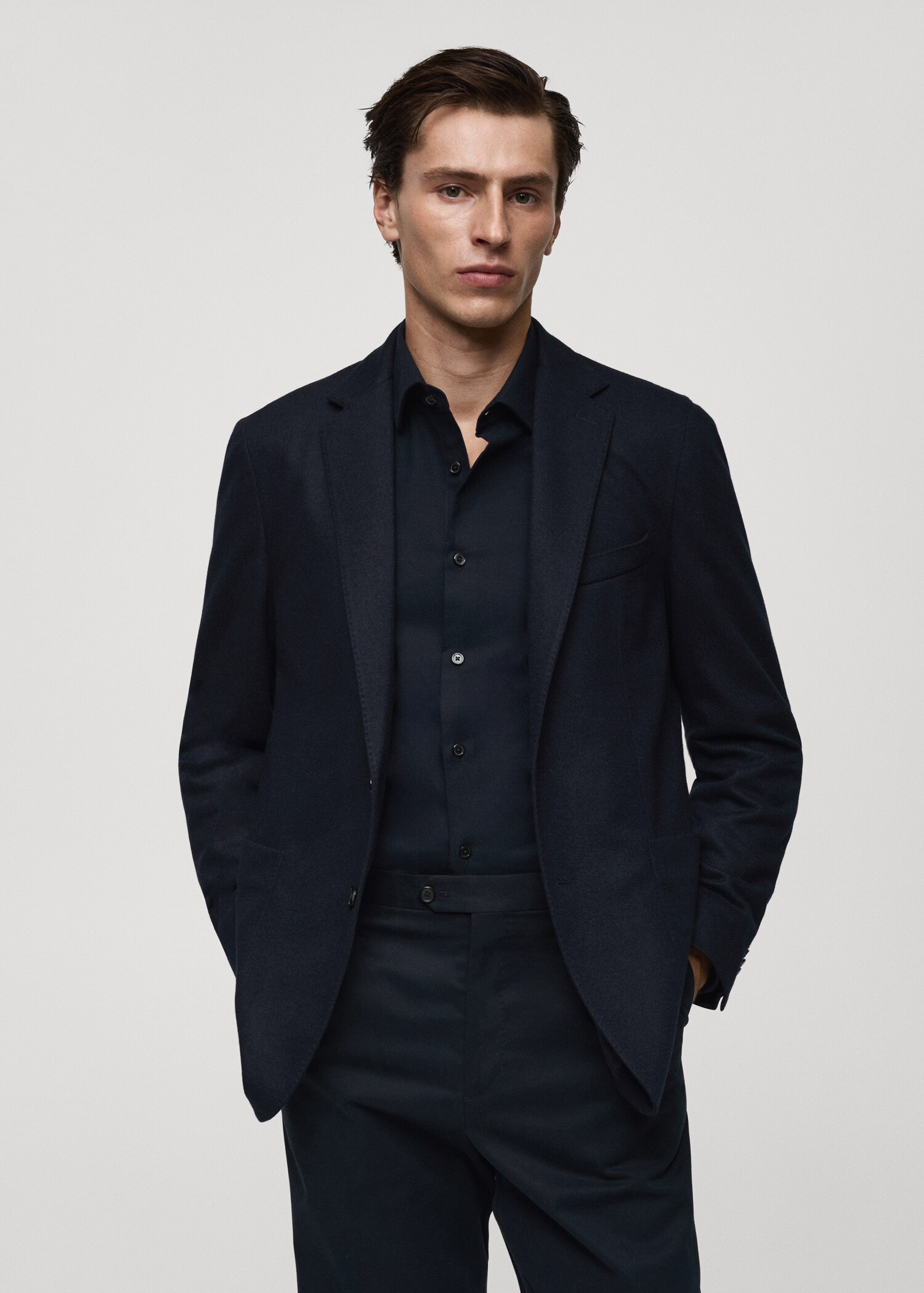 Virgin wool flannel tailored jacket - Medium plane
