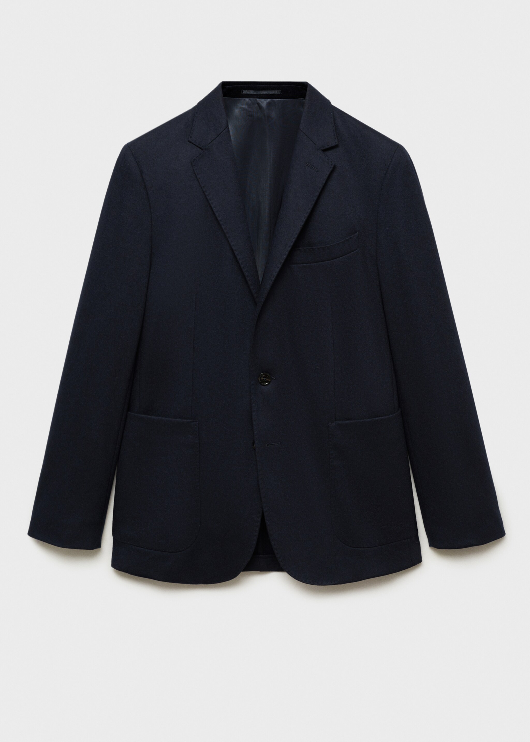 Virgin wool flannel tailored jacket - Article without model, Dark Navy. Ref: 77057917-00.
