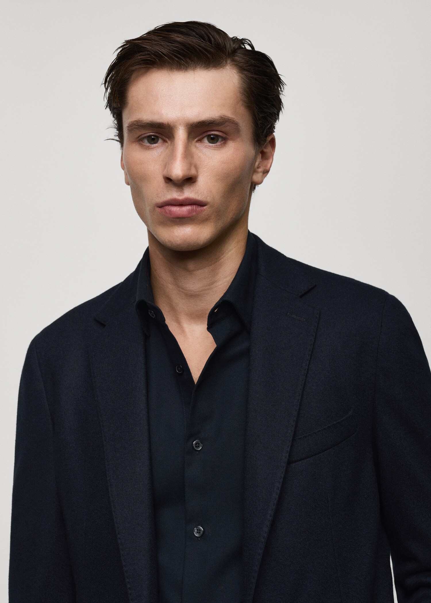Virgin wool flannel tailored jacket - Details of the article 1