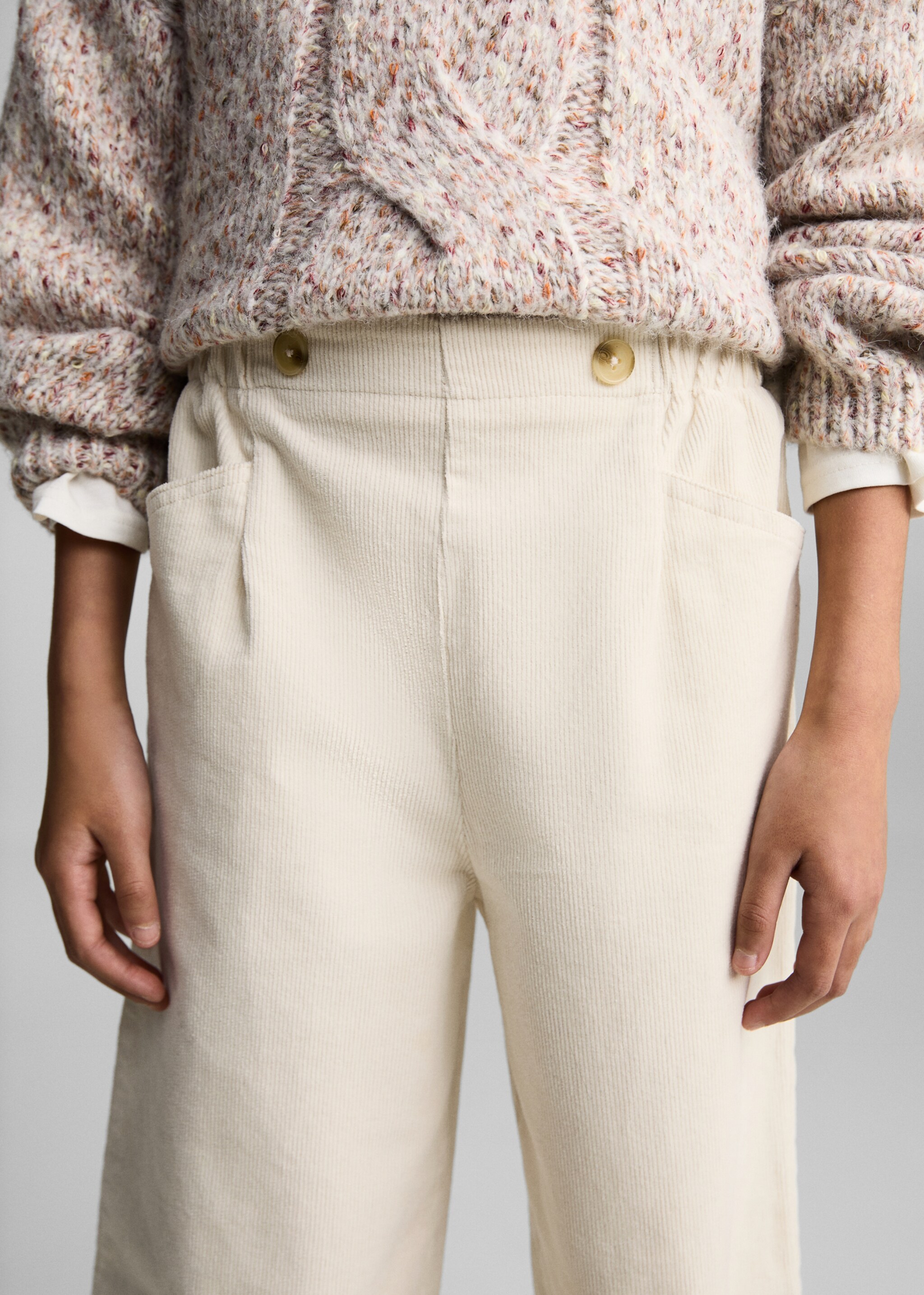 Pantalón culotte pana - Detalle del artículo 6, Crudo. Ref: 77057920-00.