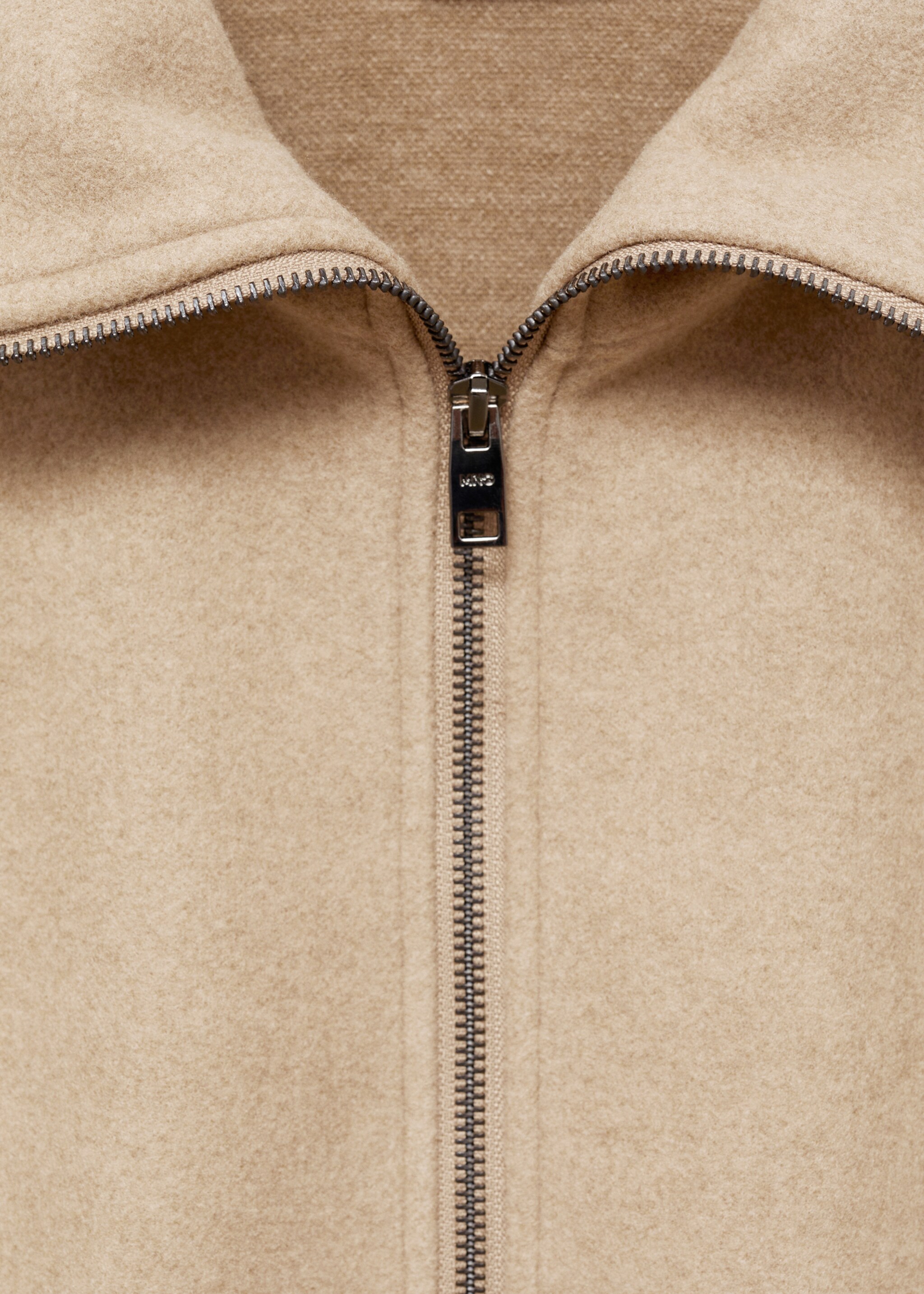 Regular-fit jacket with zip - Details of the article 8, Beige. Ref: 77057921-00.