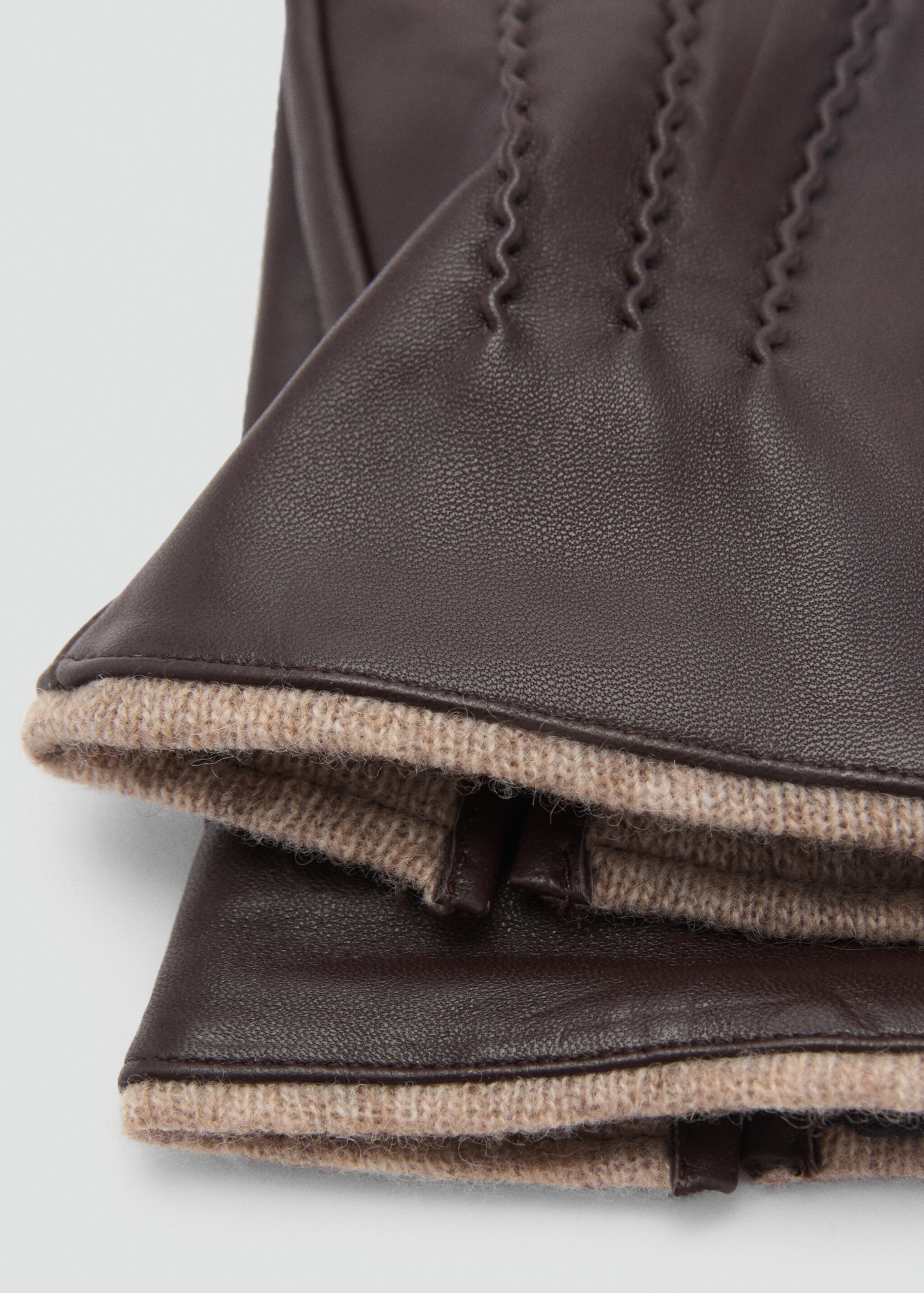 100% leather gloves with stitching detail - Medium plane, Brown. Ref: 77057923-00.