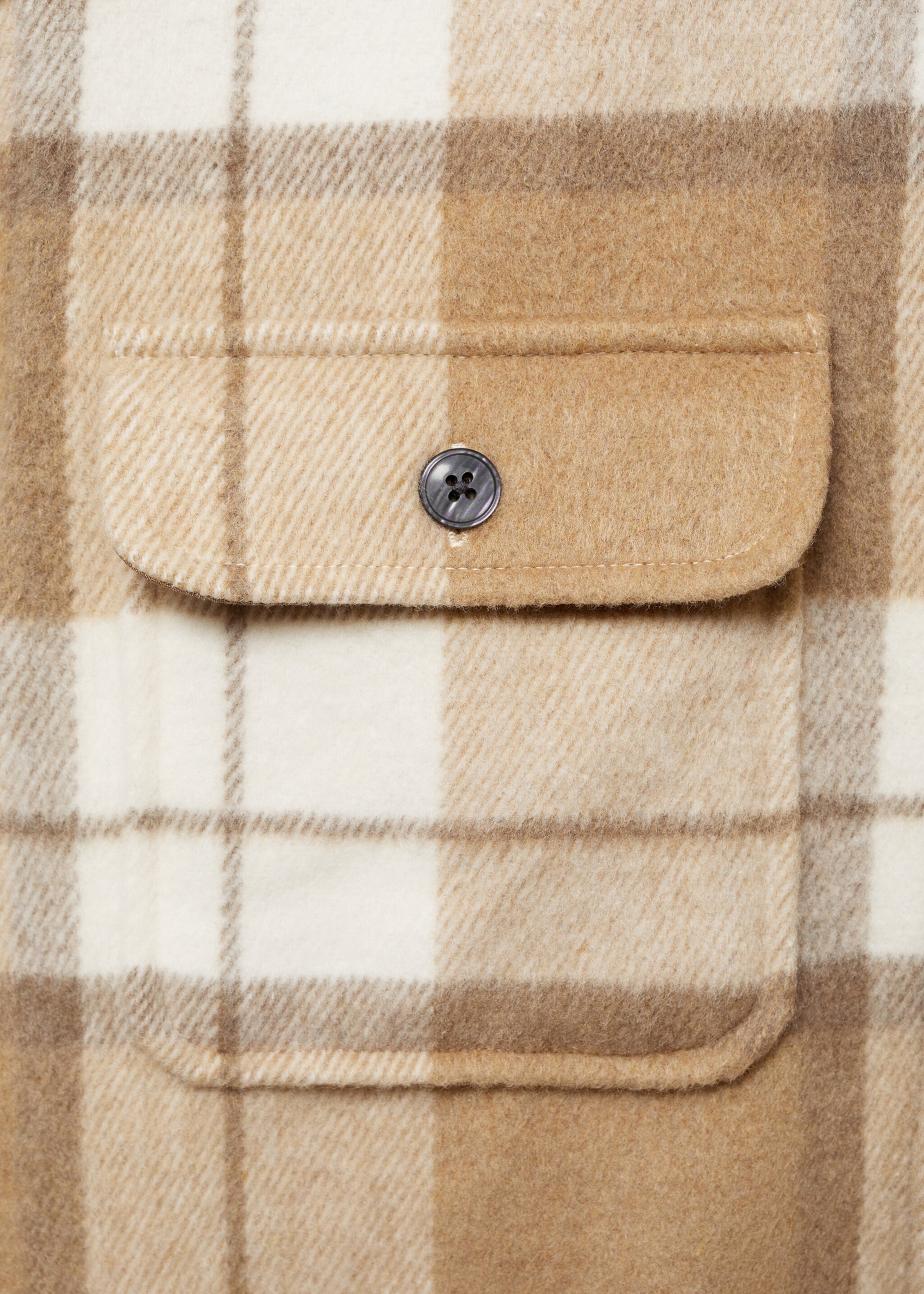 Sobrecamisa franela cuadros - Detalle del artículo 0, Beige. Ref: 77057925-00.