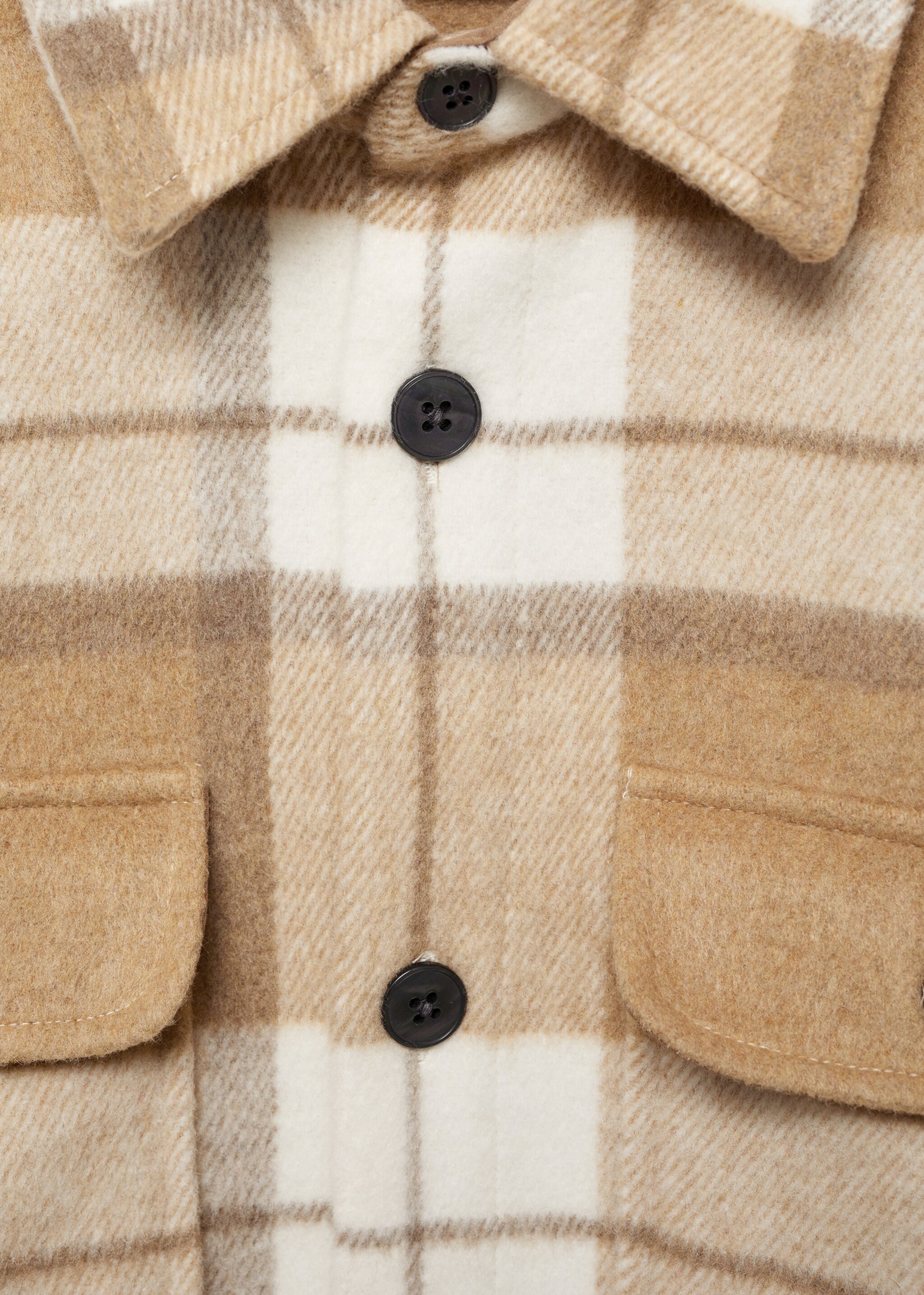 Sobrecamisa franela cuadros - Detalle del artículo 8, Beige. Ref: 77057925-00.