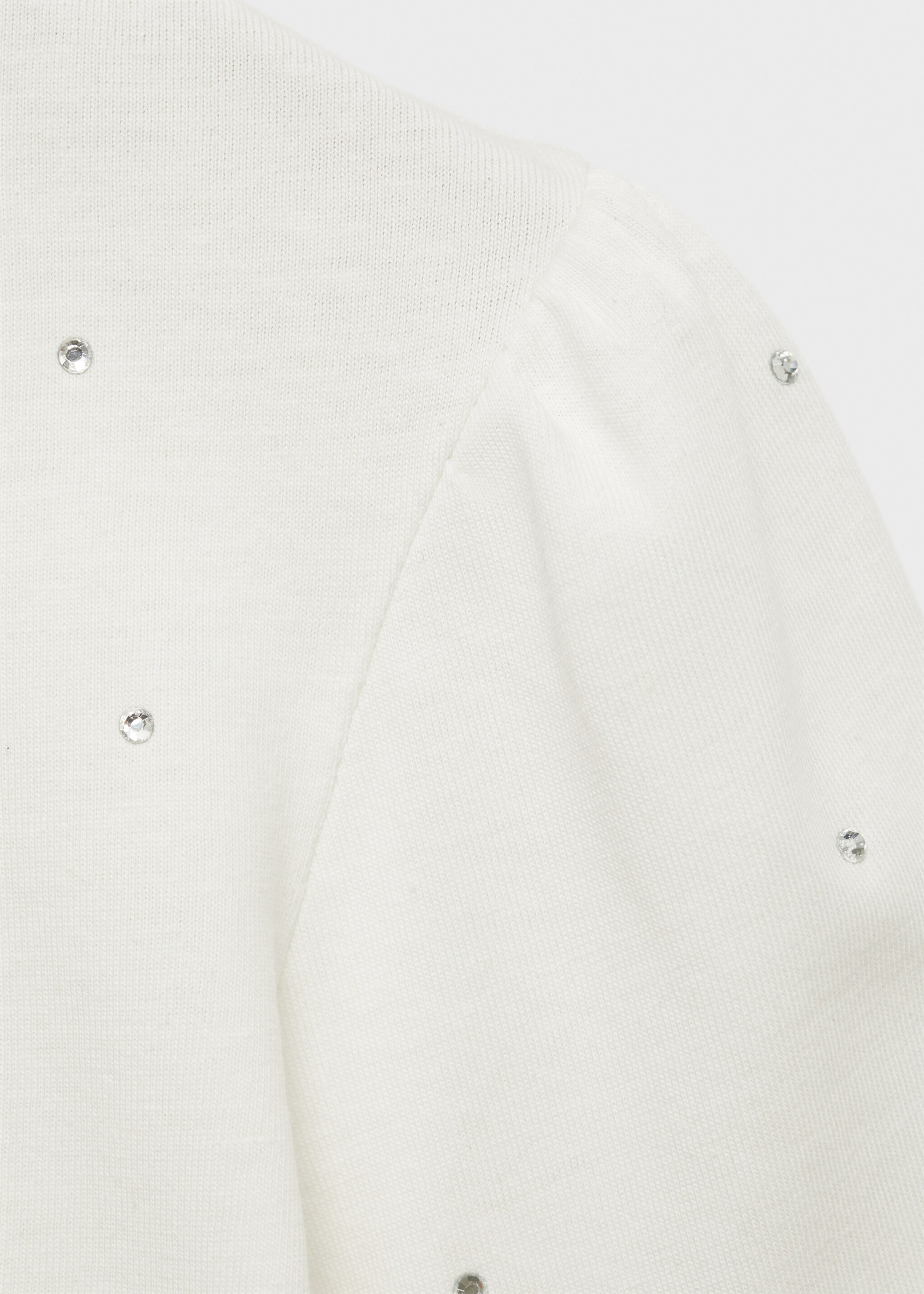 Langarm-T-Shirt mit Strassdetail - Detail des Artikels 8, Cremeweiß. Ref: 77057931-00.